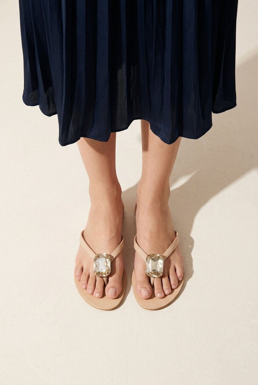 AYNA GOLD SLIP-ON SANDALS (ZBN-25004)