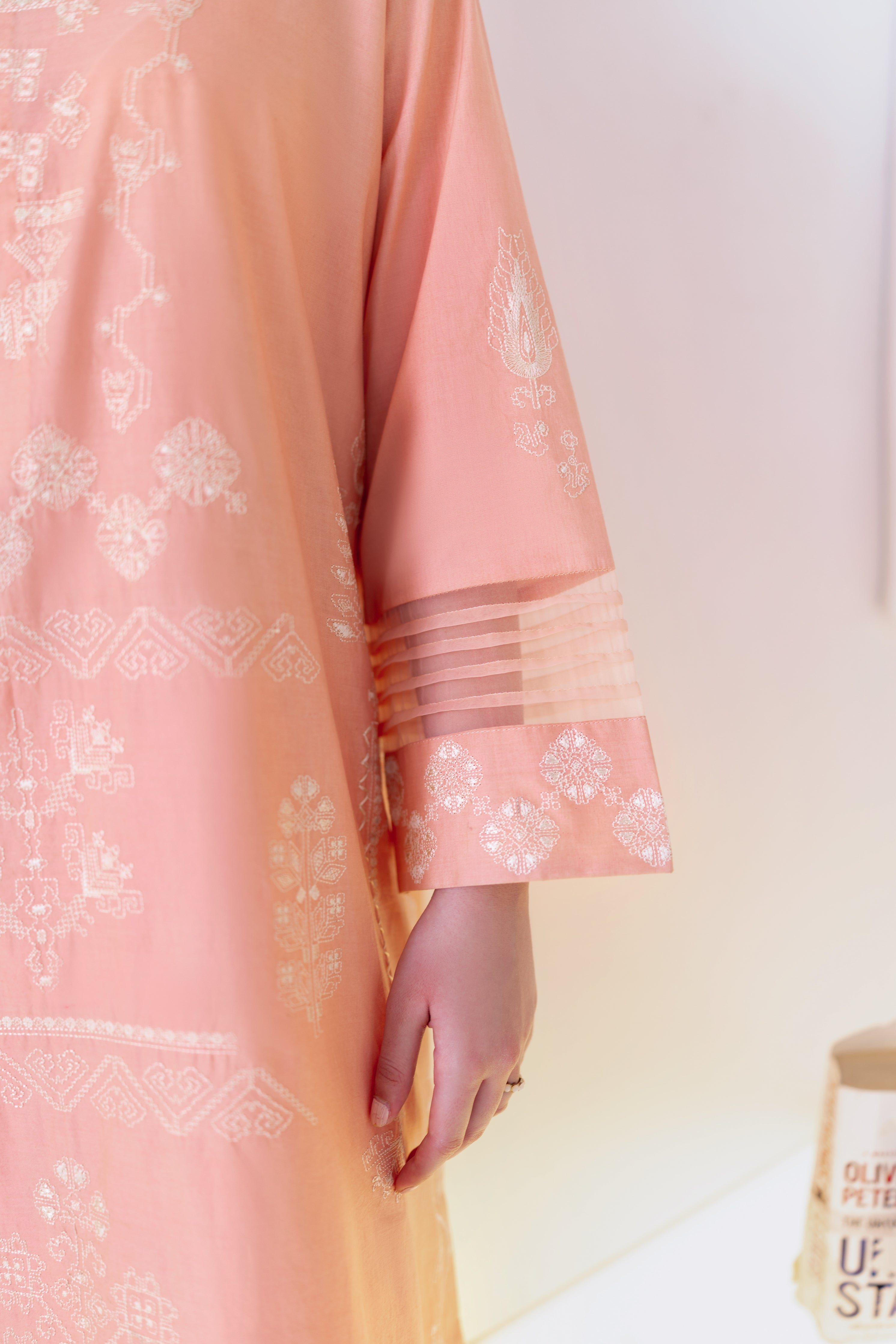 PEACHY PINK LUXURY EMBROIDERED 2PCS SET (NPA2-25306)-READY TO WEAR