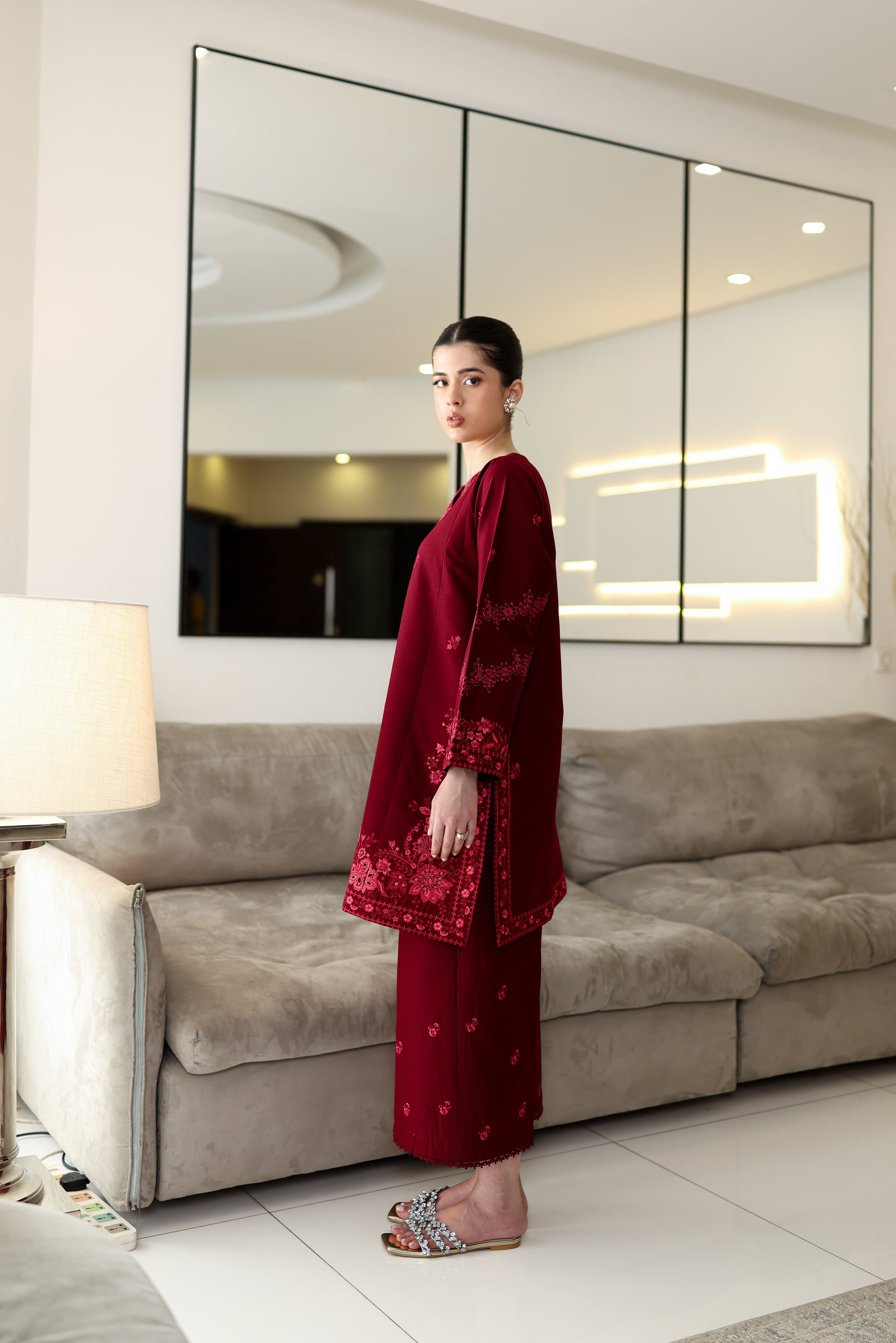 DEEP MAROON LUXURY EMBROIDERED 2PCS SET (NPA2-25307)-READY TO WEAR