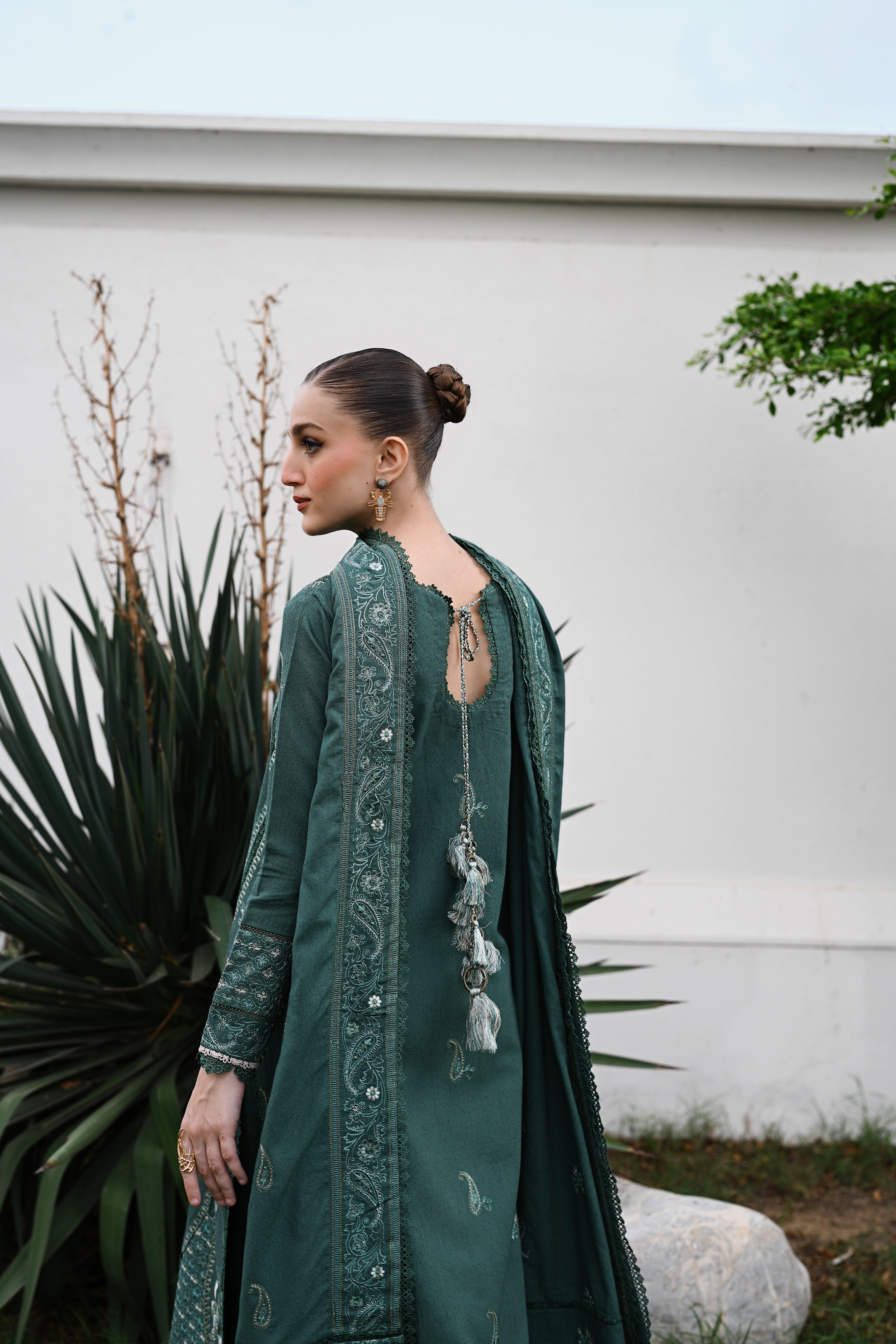 SAGE GREEN LUXURY EMBROIDERED KARANDI SET (NEL-25635)-READY TO WEAR