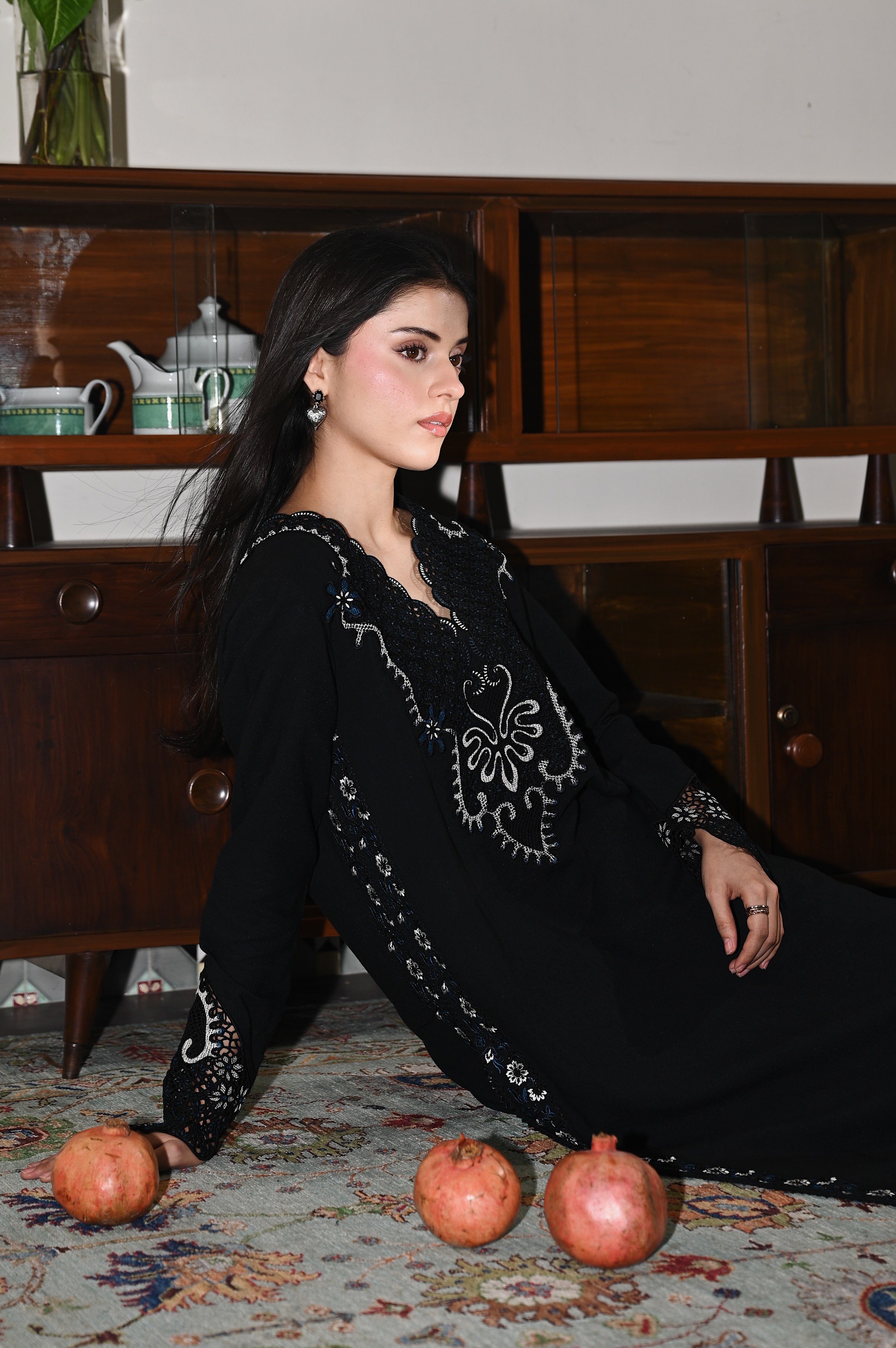 BLACK LUXURY EMBROIDERED KARANDI 3PCS SET (NPA3-25444)-READY TO WEAR