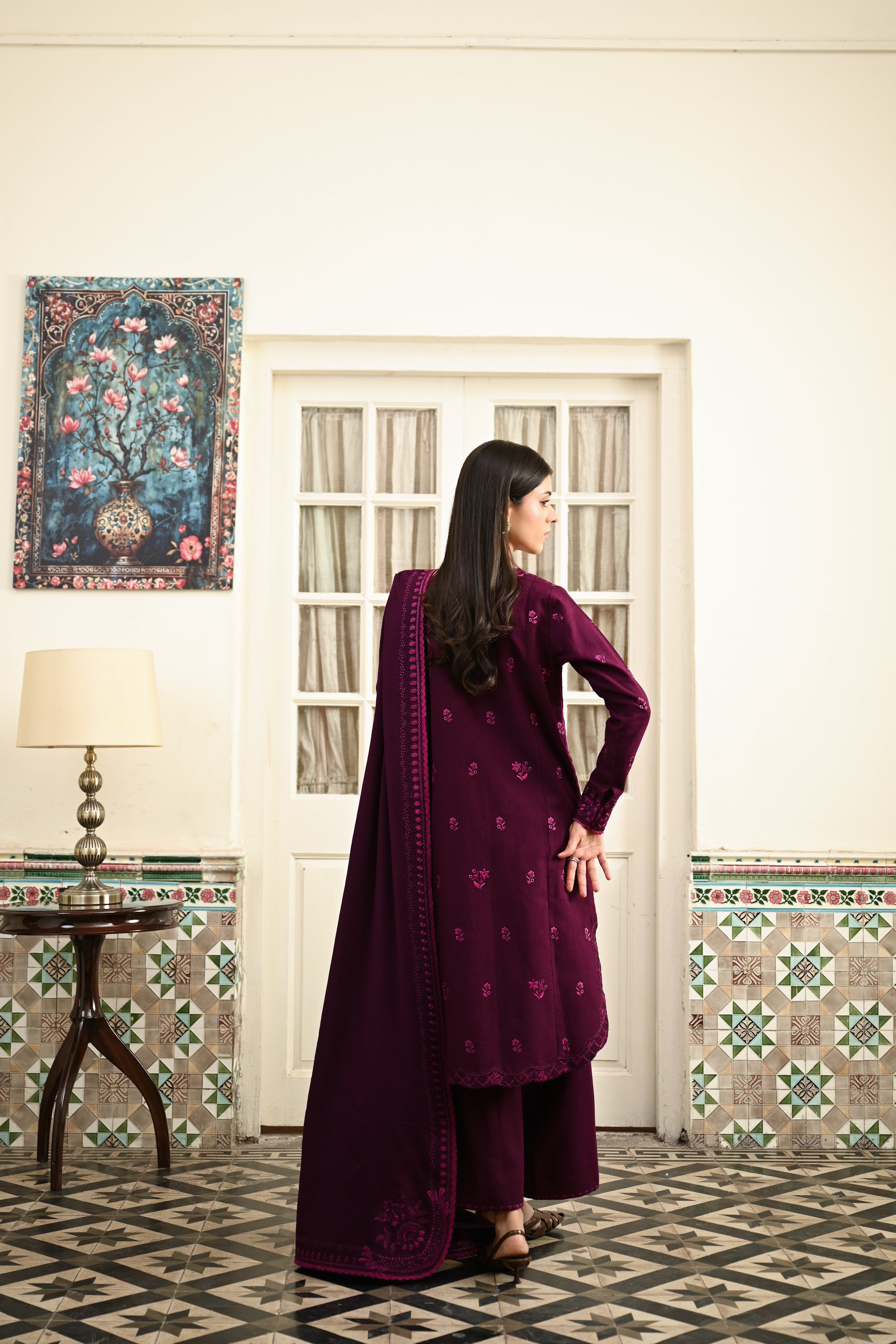 PLUM LUXURY EMBROIDERED KARANDI 3PCS SET (NPA3-25448)-READY TO WEAR