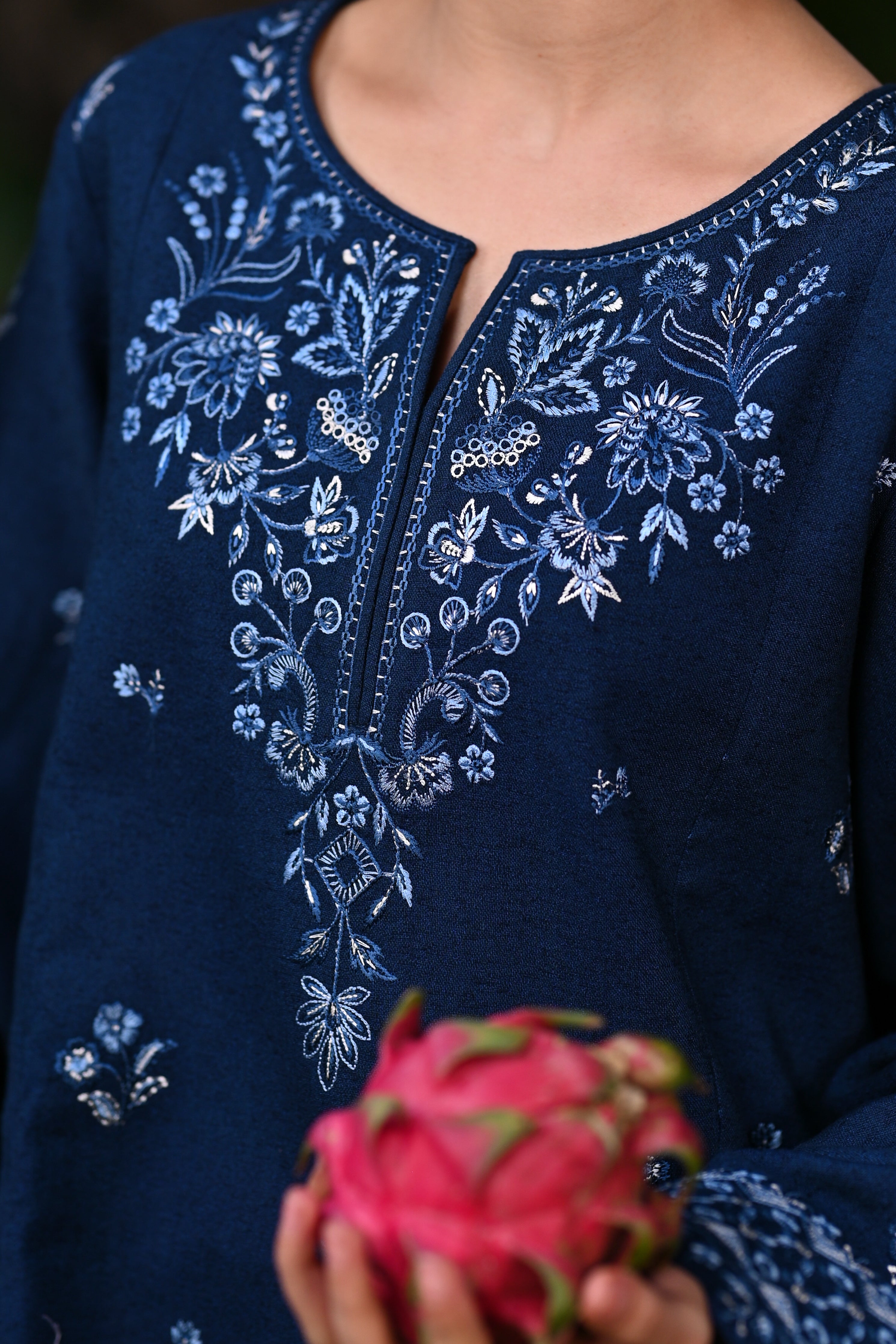 DEEP BLUE LUXURY EMBROIDERED KARANDI 2PCS SET (NPA2-25320)-READY TO WEAR