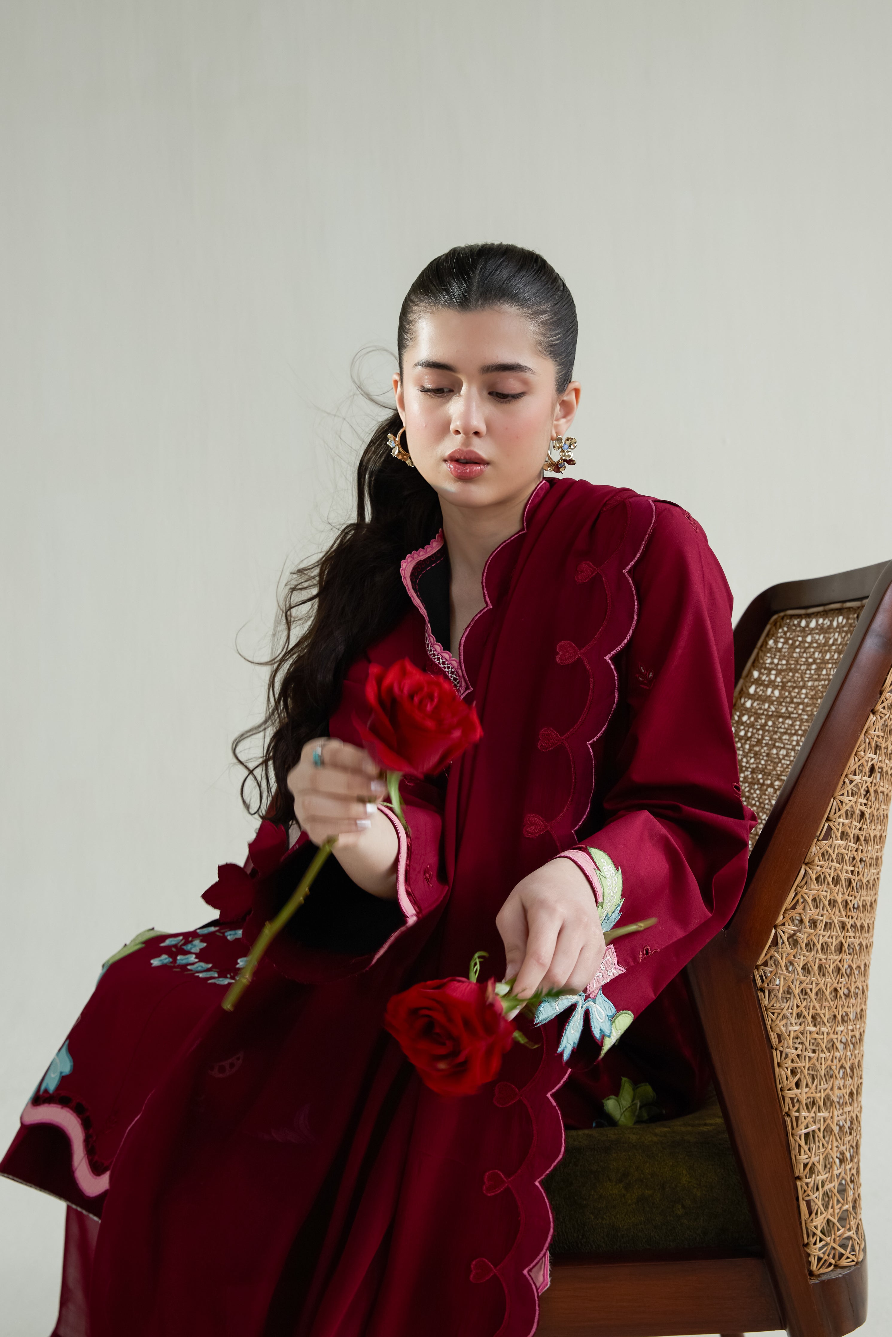 MAROON LUXURY EMBROIDERED LAWN 3PCS SET (NPA3-26409) - RAMADAN 2026 READY TO WEAR