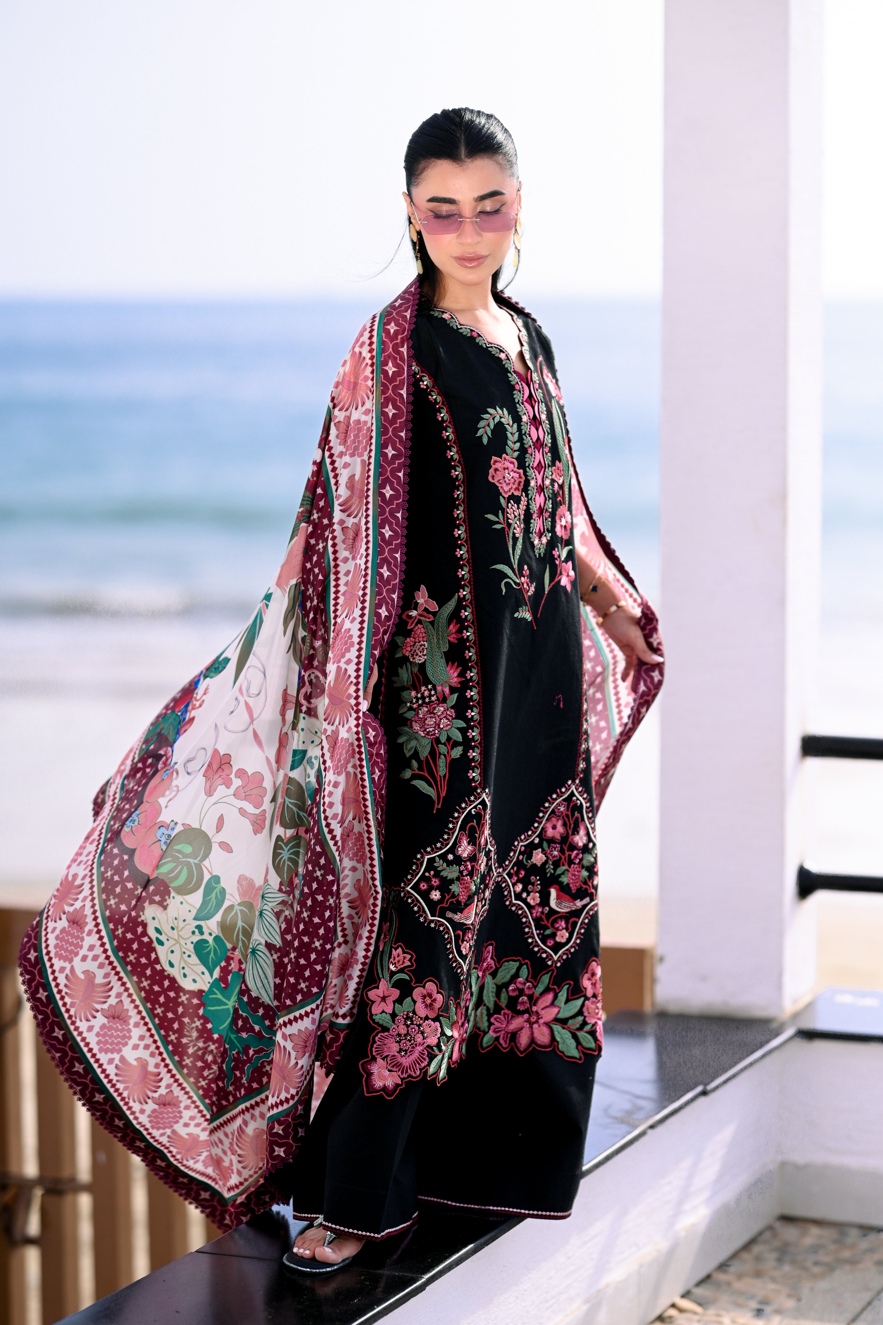 BLACK LUXURY EMBROIDERED LAWN 3PCS SET (NEL-26611) LUXURY LAWN x EID 2026