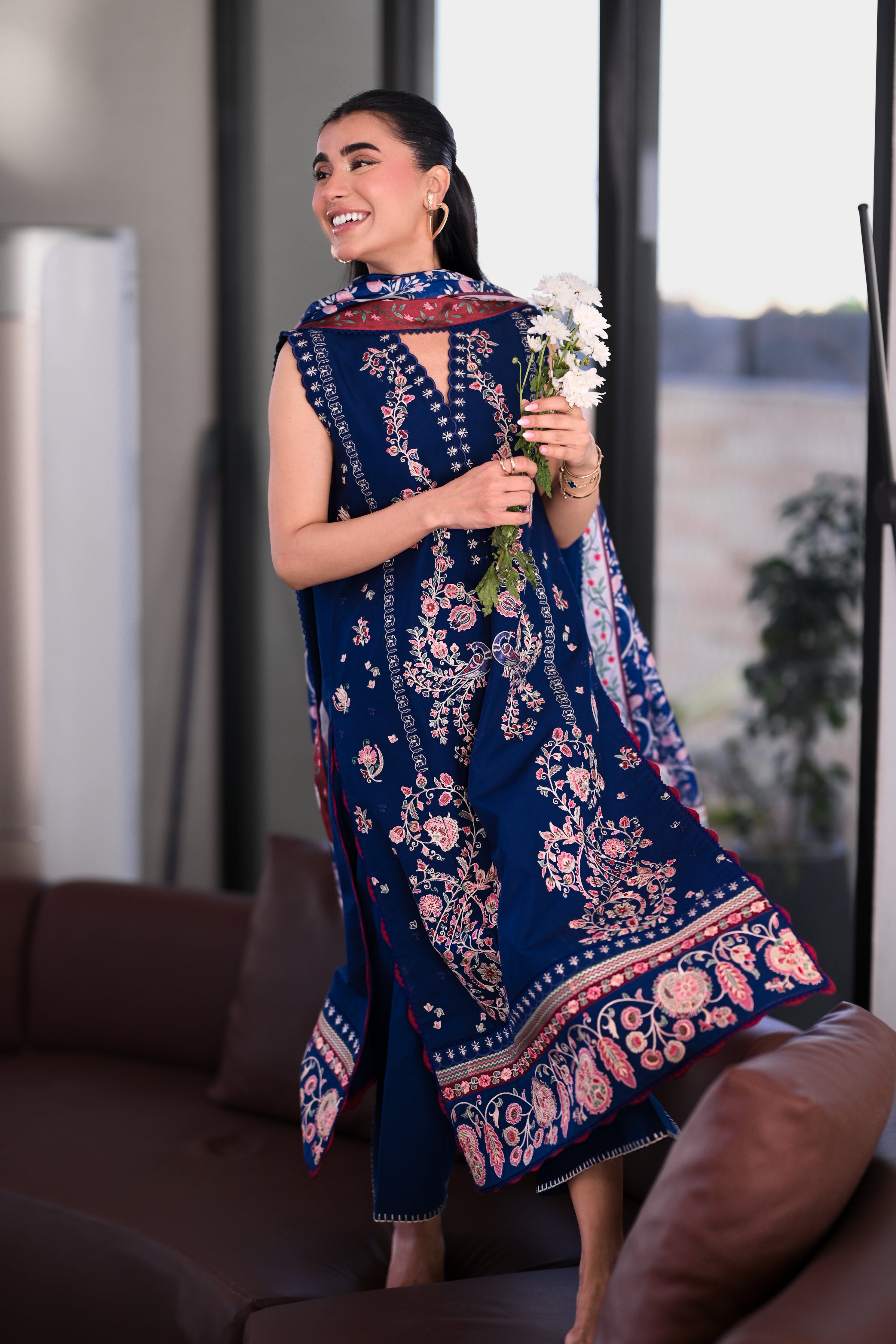 MIDNIGHT SAPPHIRE LUXURY EMBROIDERED LAWN SET(NEL-26605) LUXURY LAWN x EID 2026