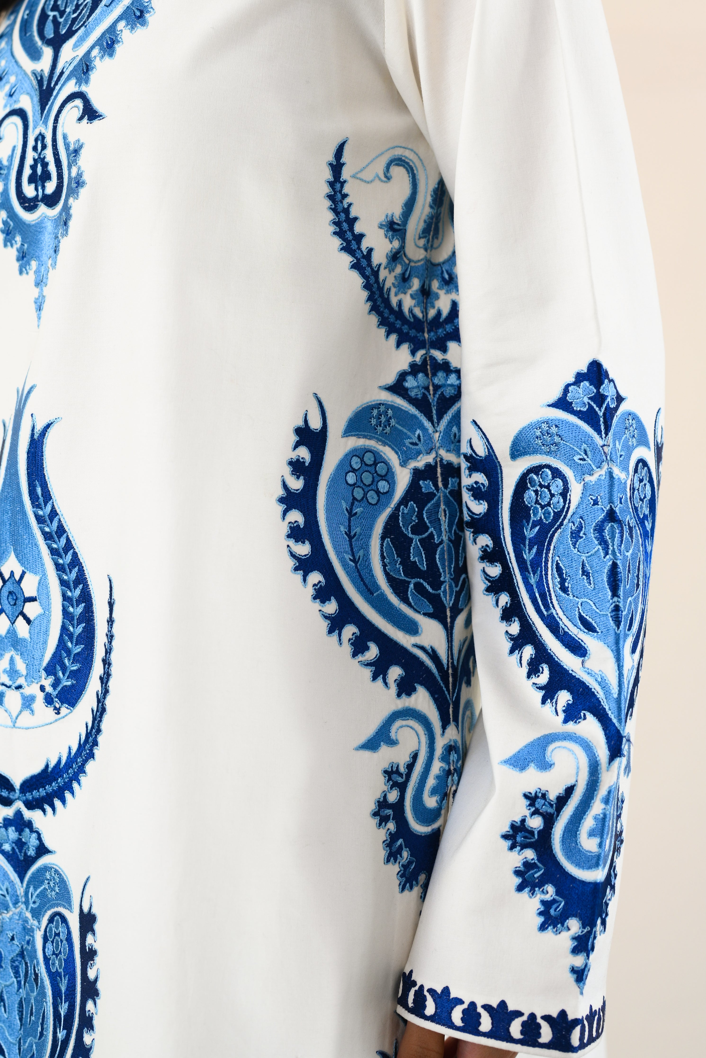 WHITE & BLUE LUXURY EMBROIDERED LAWN 3PCS SET (NPA3-26412) - READY TO WEAR / EXPRESS SHIPPING