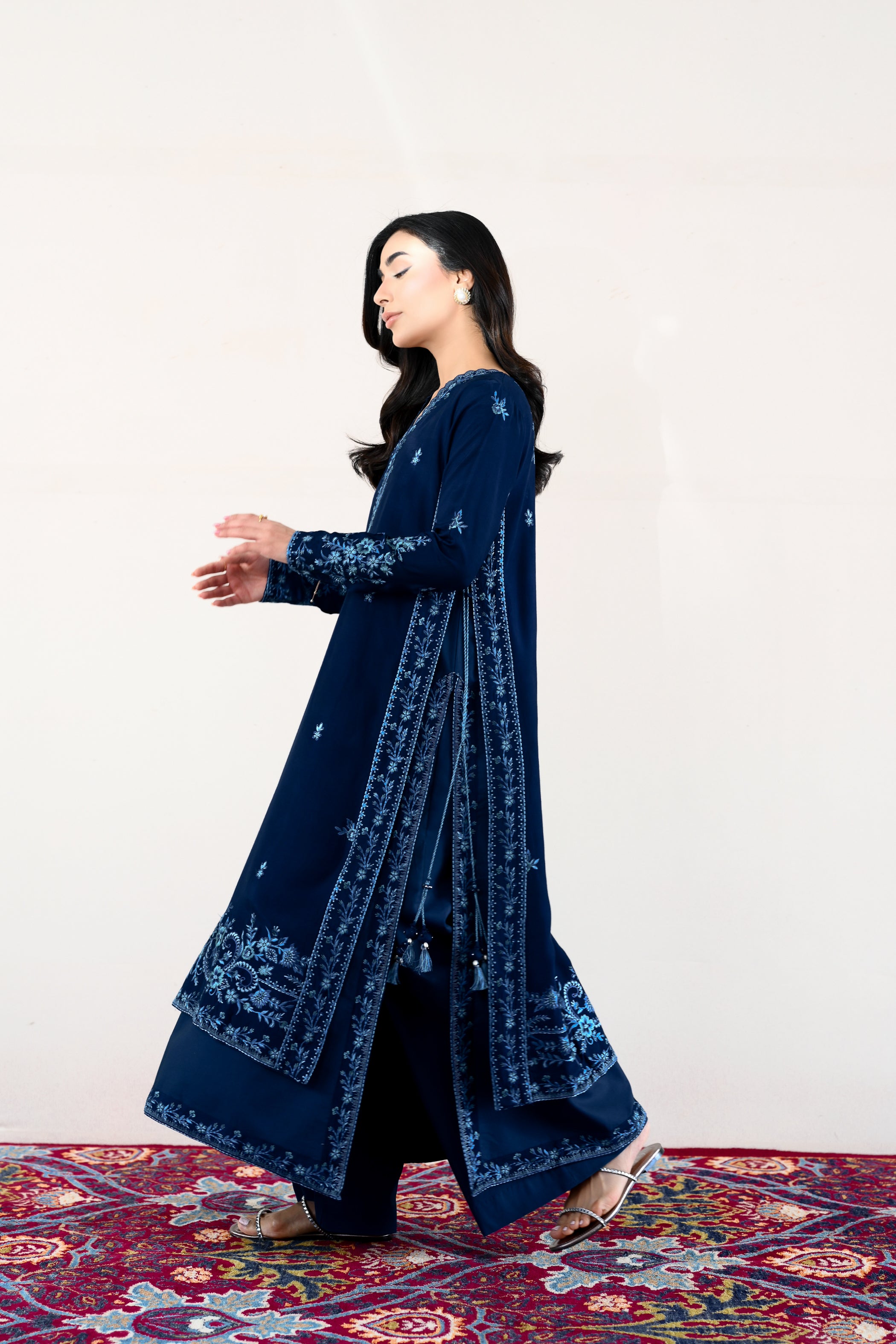 NAVY BLUE LUXURY EMBROIDERED LAWN 3PCS SET (NPA3-26414) - READY TO WEAR x EID UL ADHA 26' / EXPRESS DELIVERY FOR EID