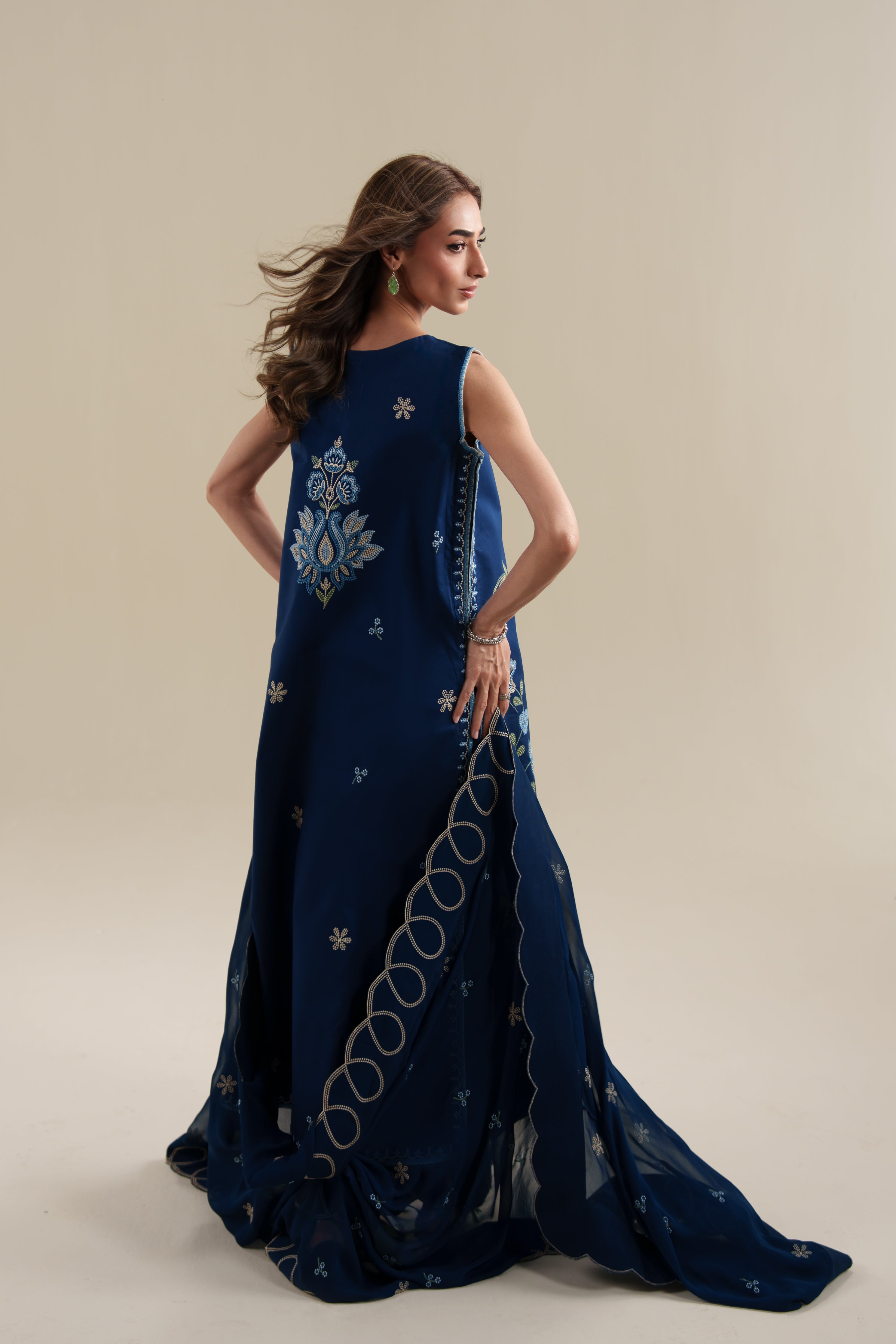 DEEP BLUE LUXURY EMBROIDERED 3PCS SET (NPA3-26426) - READY TO WEAR x EID UL ADHA