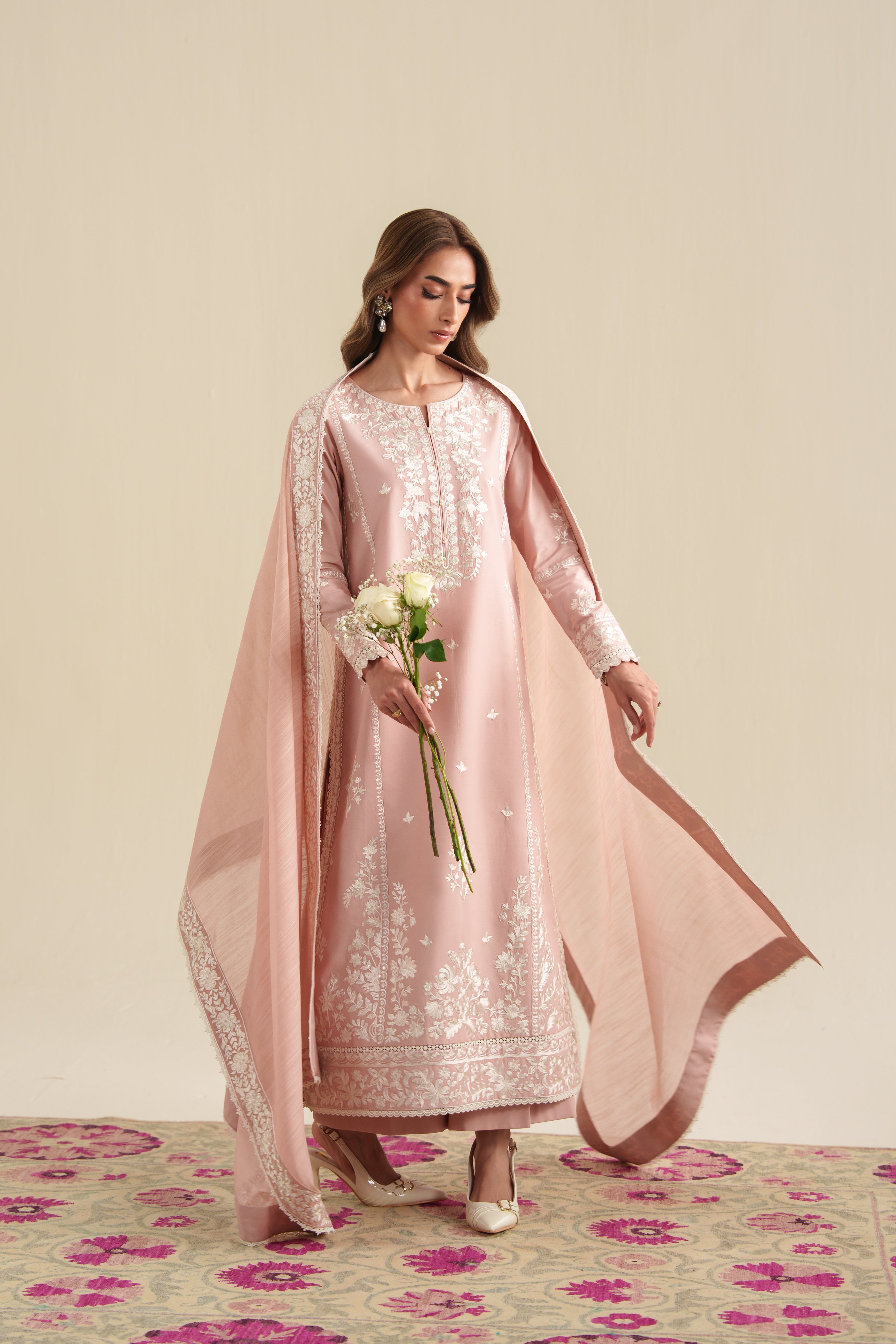 BLUSH PINK LUXURY EMBROIDERED 3PCS SET (NPA3-26424) - READY TO WEAR