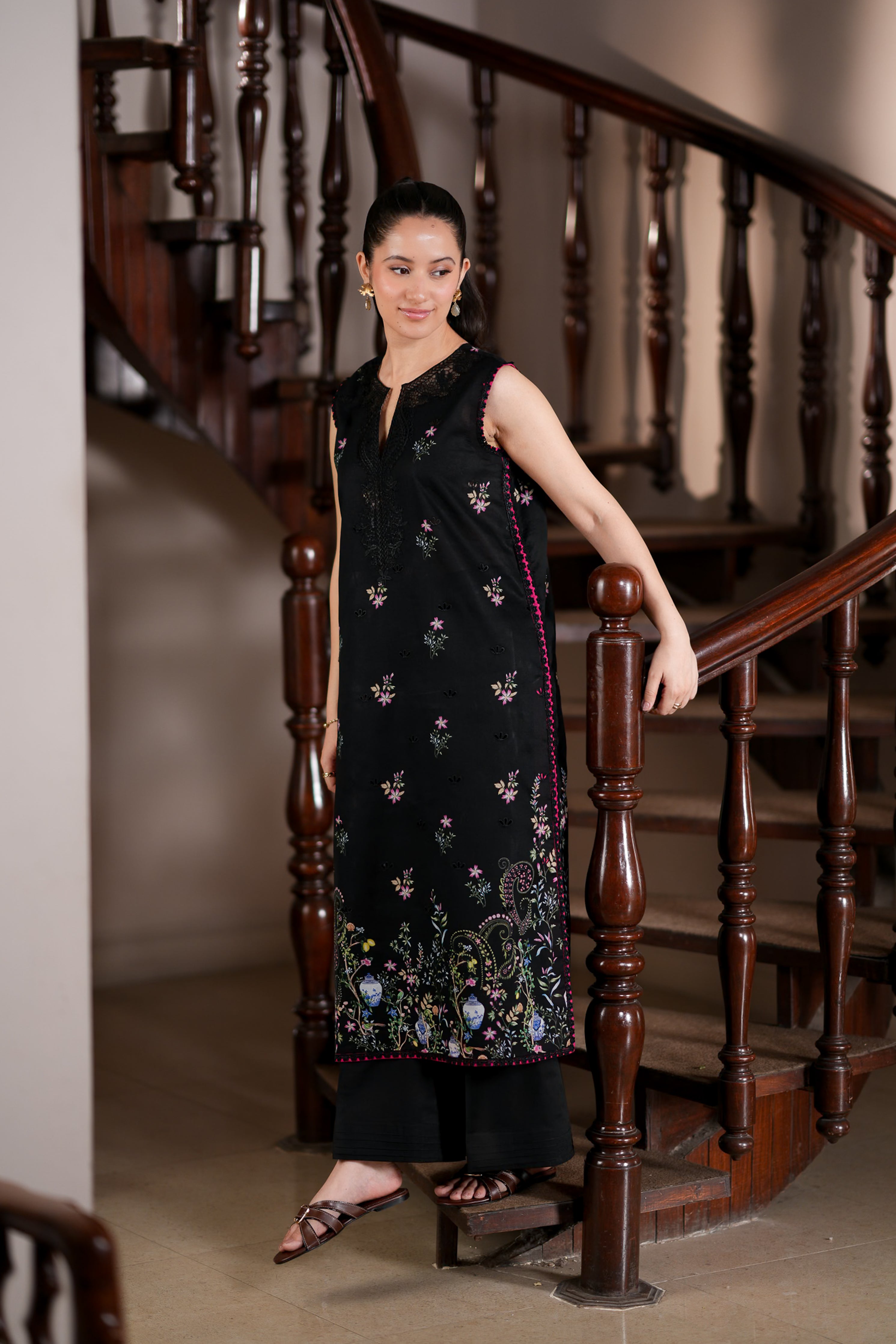 BLACK CO-ORD LUXURY PRINTED EMBROIDERED LAWN 2PCS SET(NPA2-26303) - READY TO WEAR STAYCATION 2026