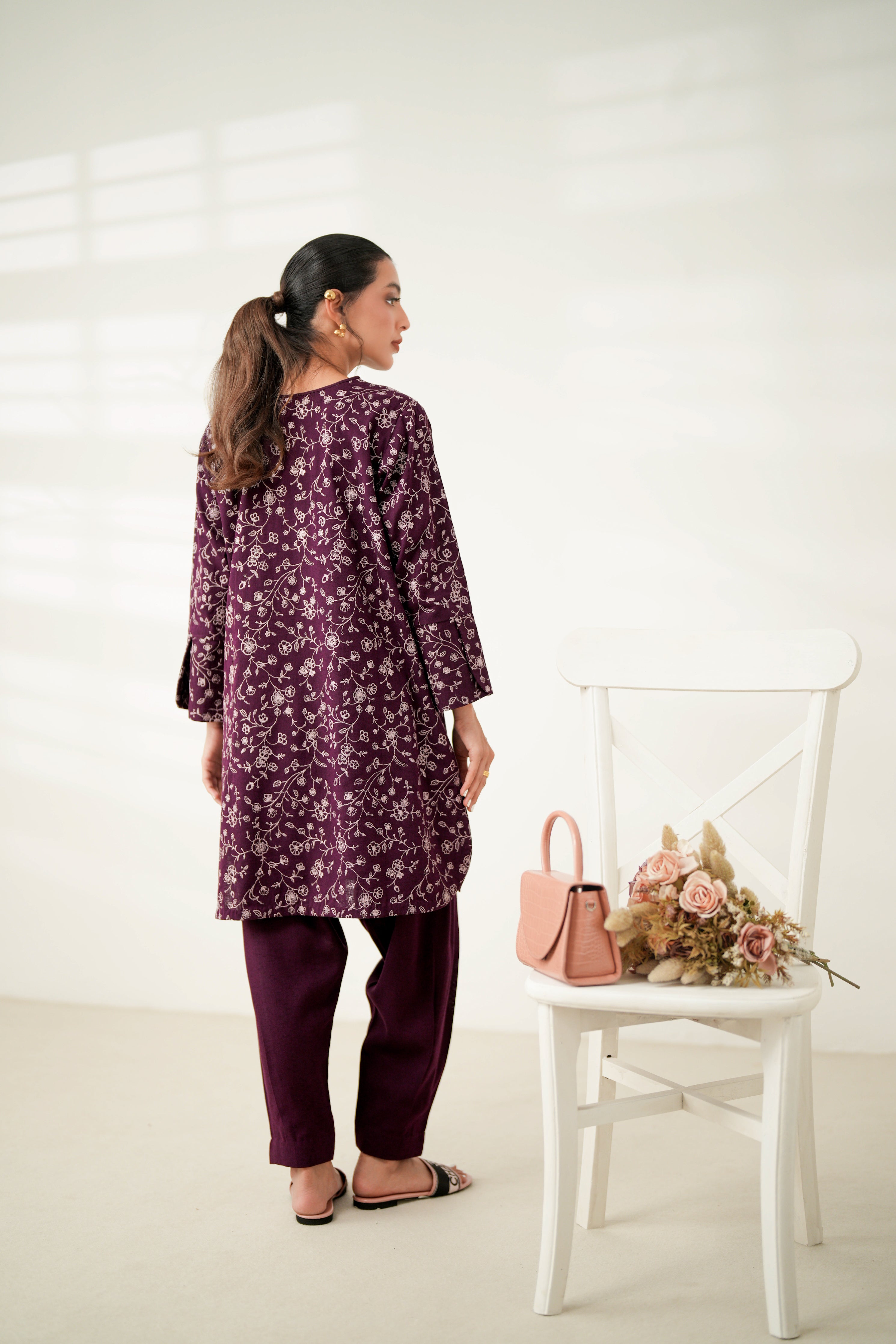 PLUM LUXURY EMBROIDERED FALL SET (NPA2-24319) - EXPRESS SHIPPING