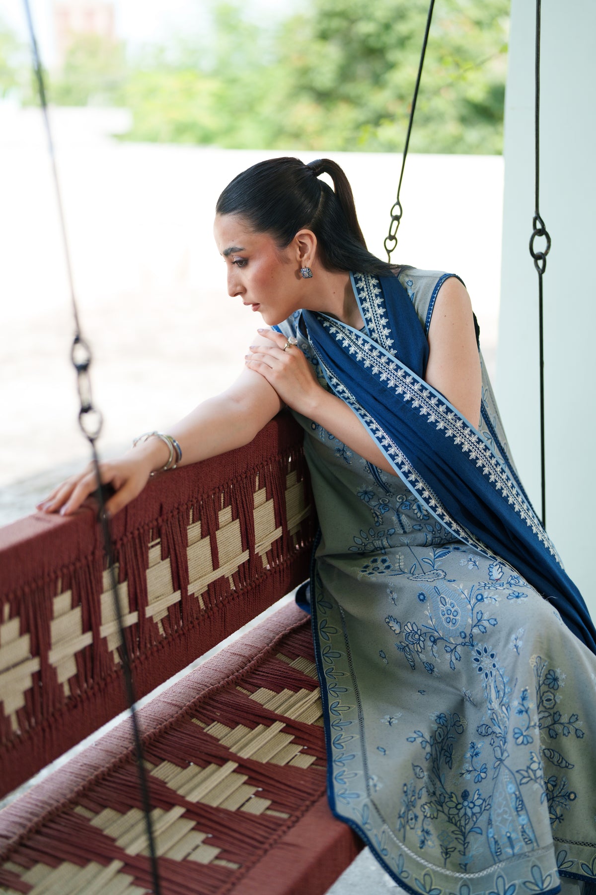 Baarish LUXURY EMBROIDERED KARANDI 3PCS SET WITH ATTACHED SLEEVES (NPA3-26463)