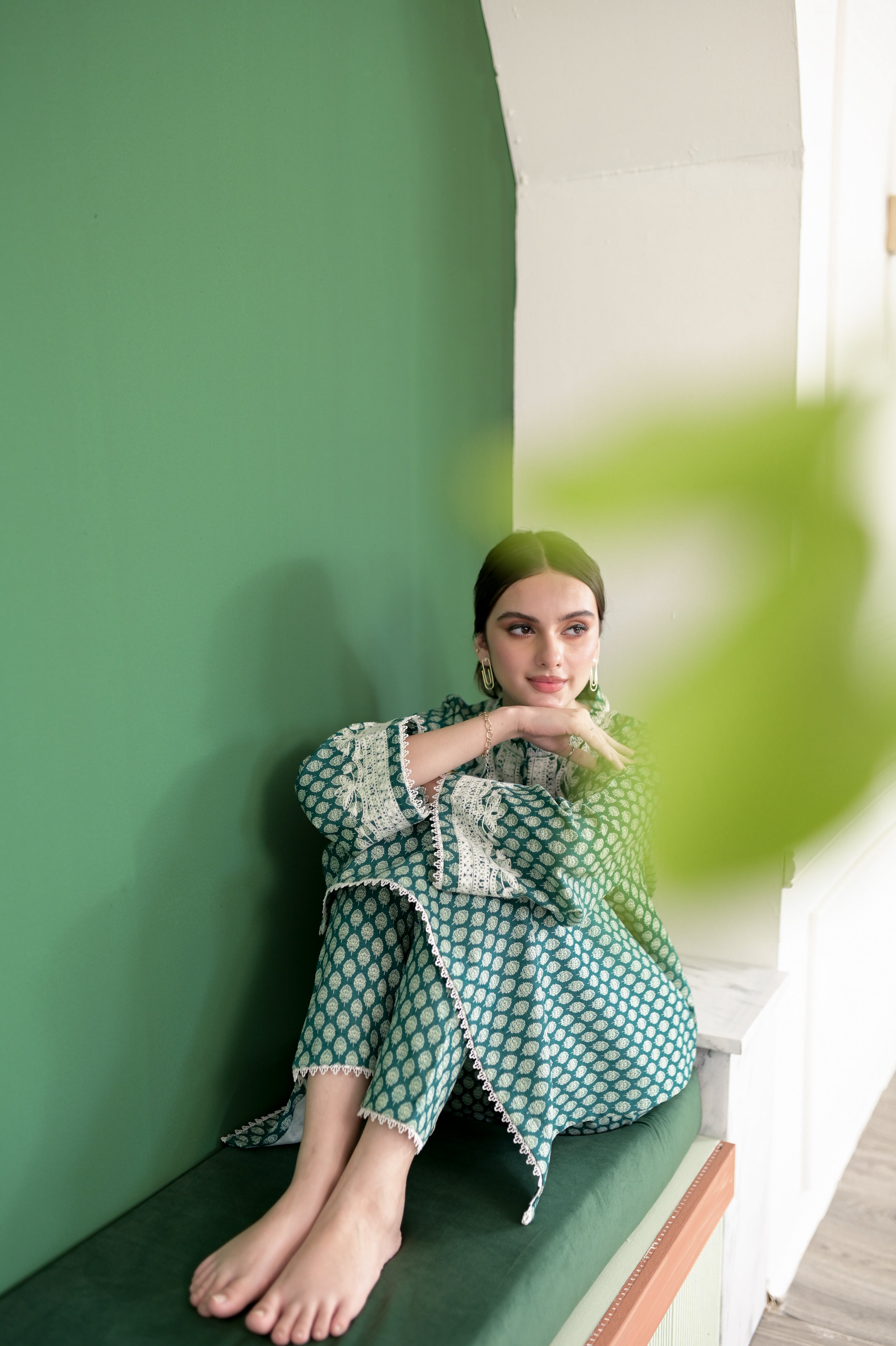 55% OFF Emerald Green Fall Embroidered Set NPA2-23341 – ZAIB