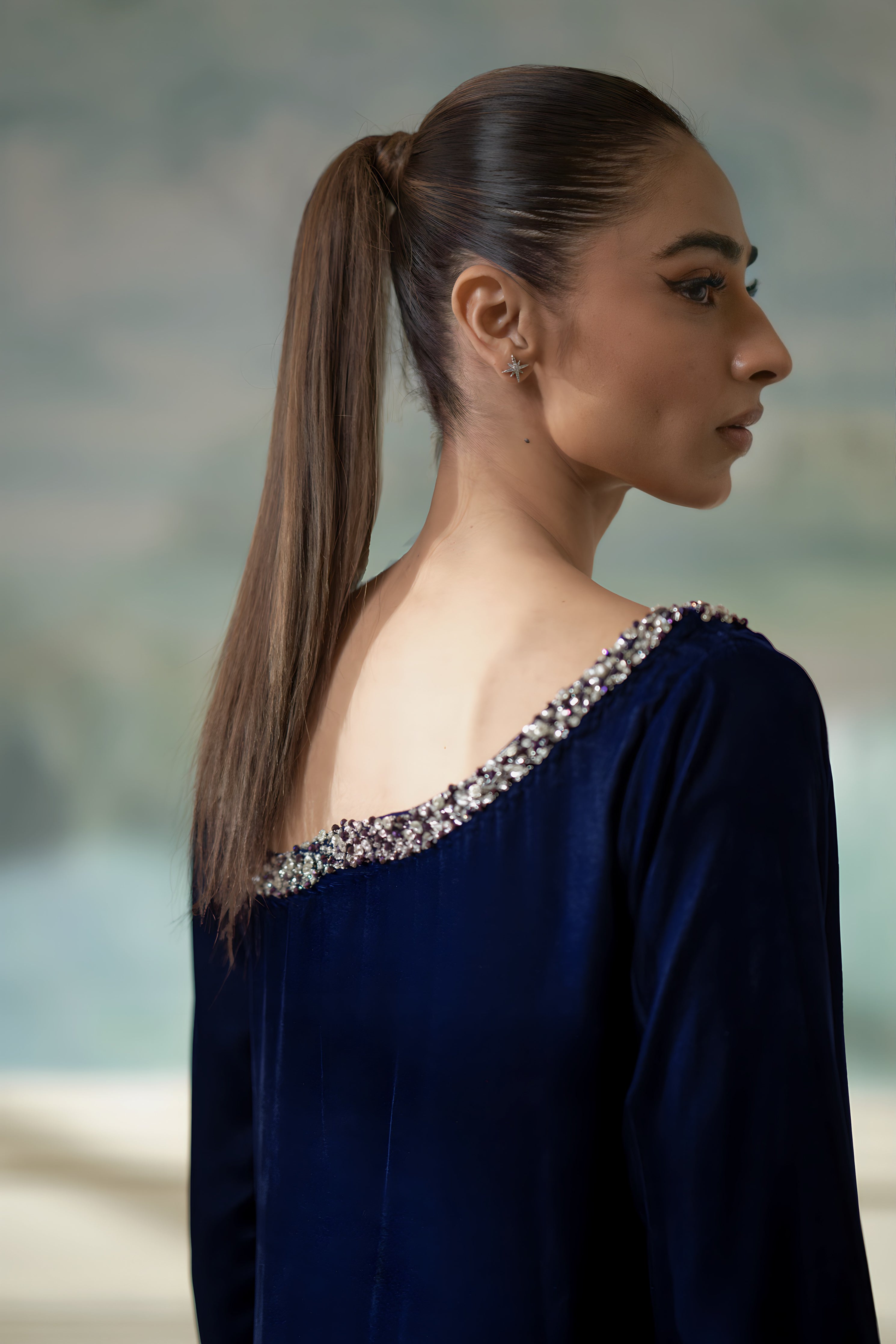 ROYAL BLUE VELVET SET (NPA2-23342)
