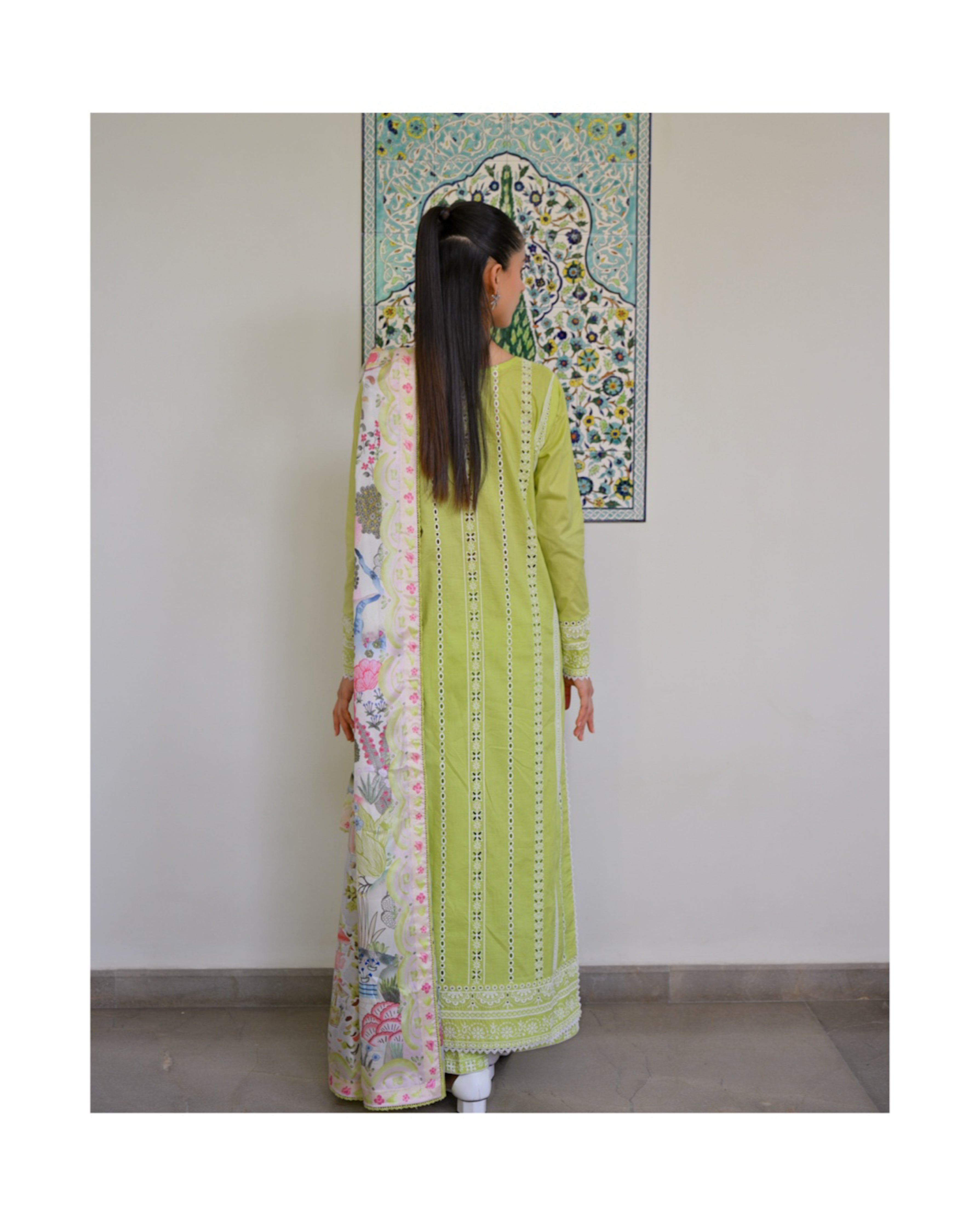 CARNIVAL (2) - PASTEL MINT GREEN LUXURY PRINTED EMBROIDERED LAWN SET (NEL-25615)
