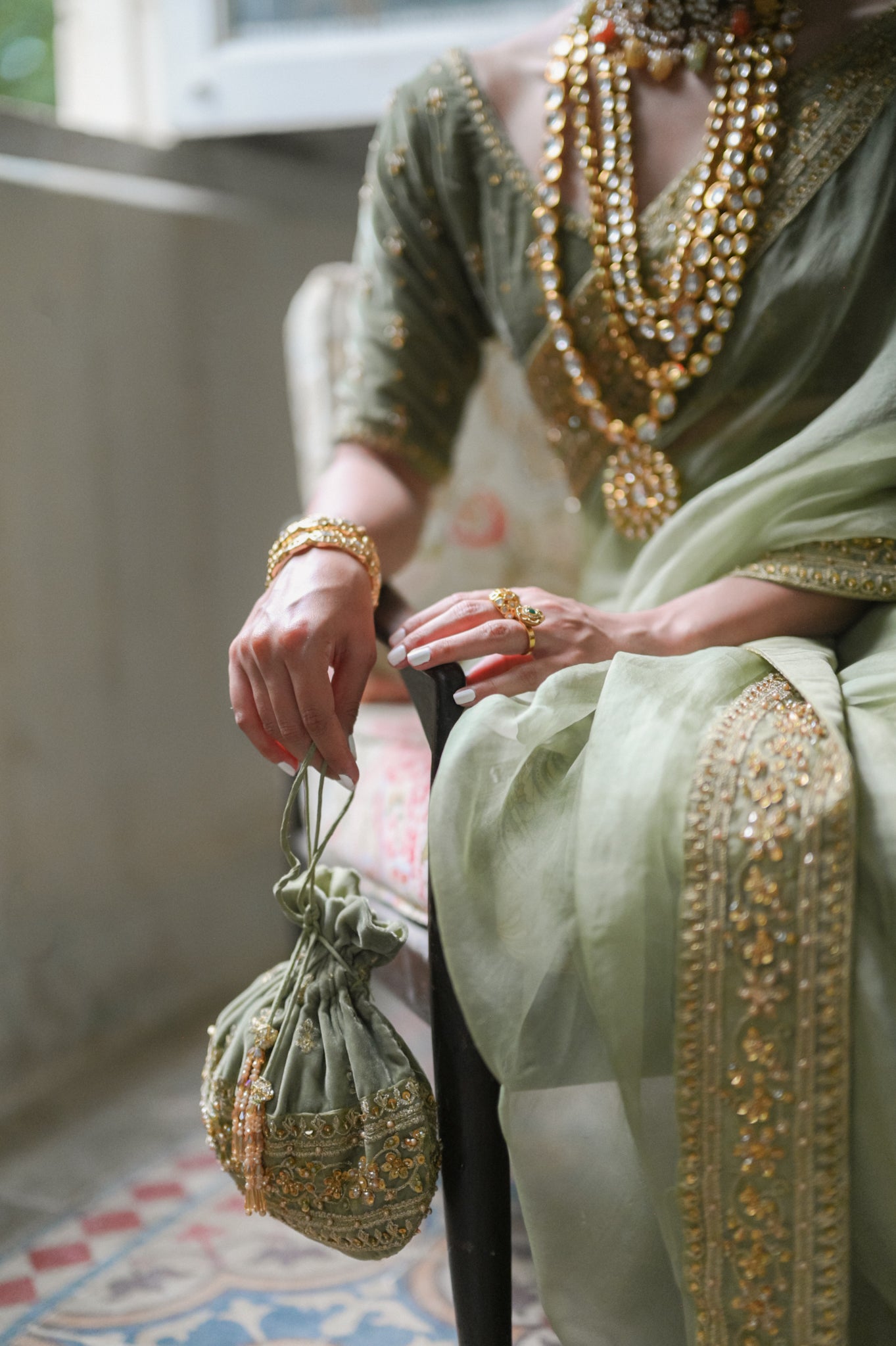 Formal Pastel Pistachio Saree (NPA3-23428)