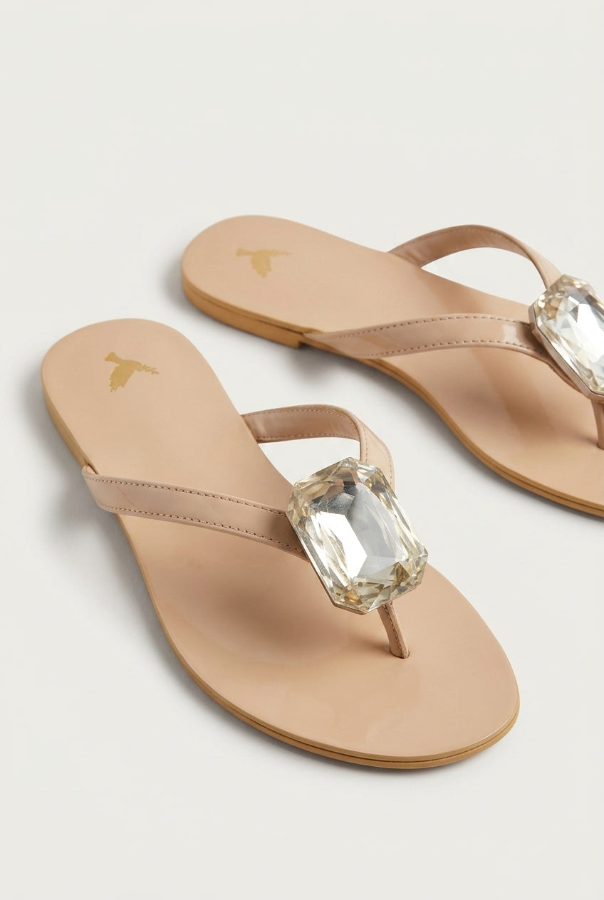 AYNA GOLD SLIP-ON SANDALS (ZBN-25004)