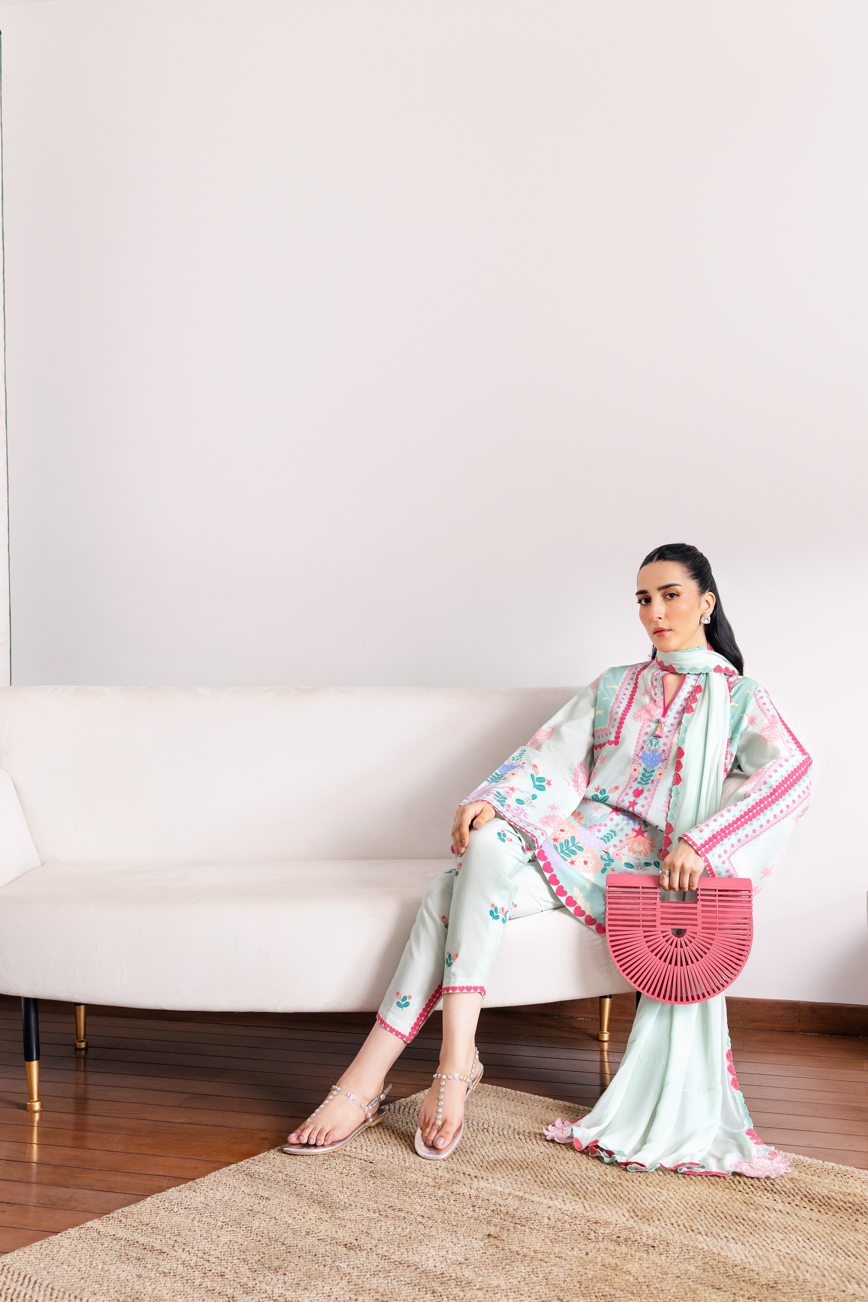 SOFT MINT GREEN LUXURY PRINTED 3PCS SET (NPA3-25432)-READY TO WEAR