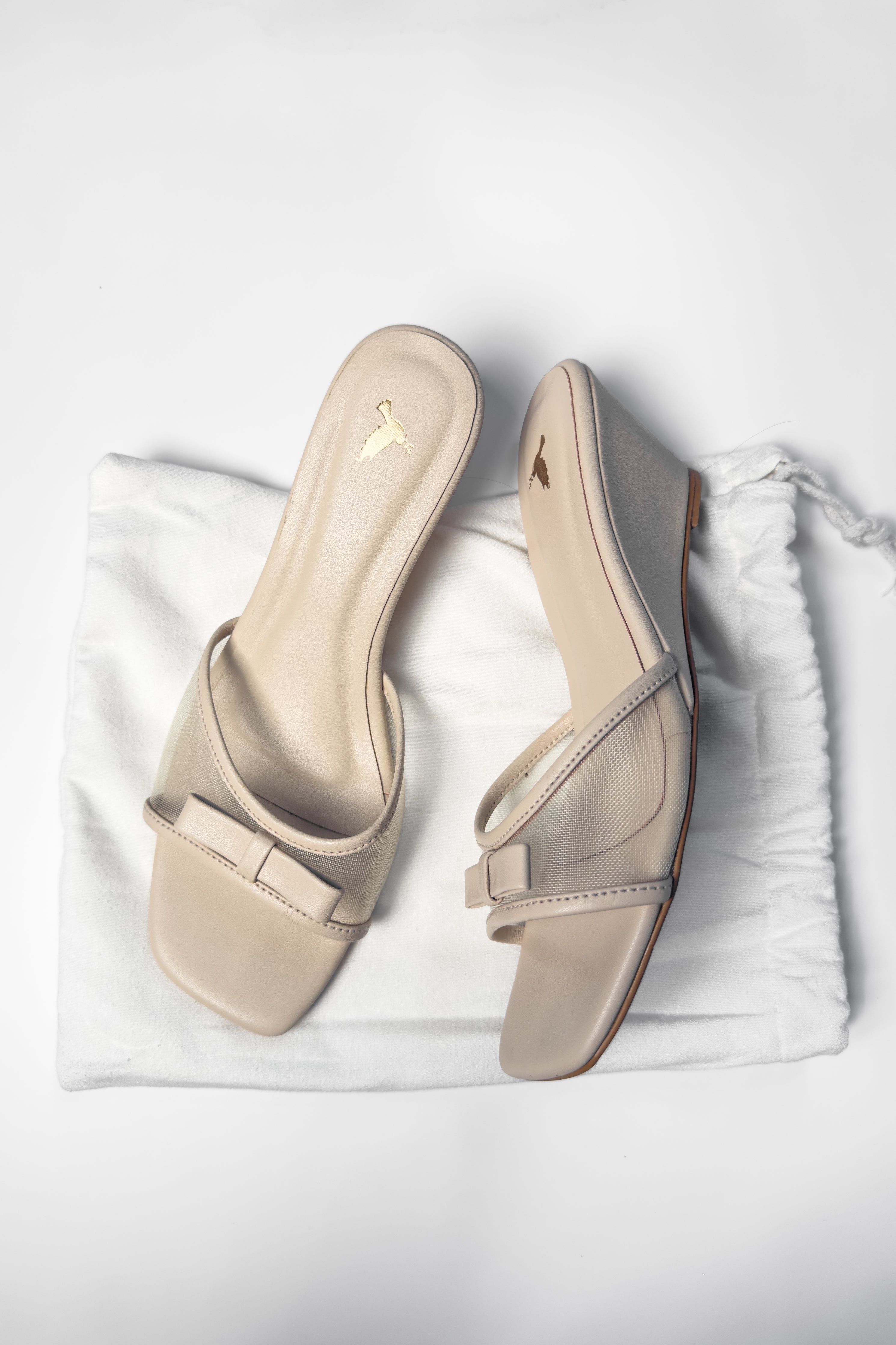 SAND TIED MESH WEDGE HEELED SANDAL (ZBN 25002)