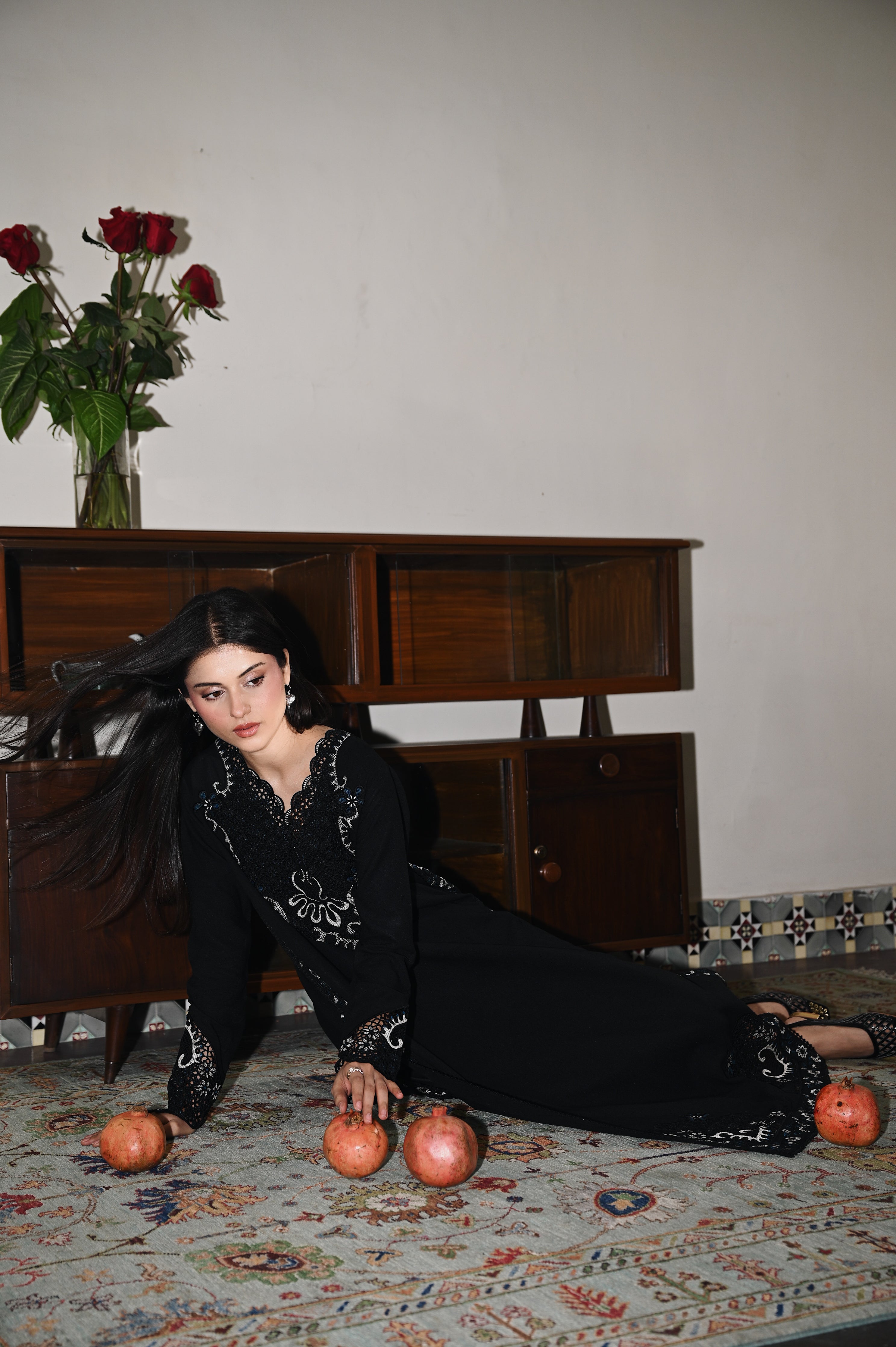 BLACK LUXURY EMBROIDERED KARANDI 3PCS SET (NPA3-25444)-READY TO WEAR