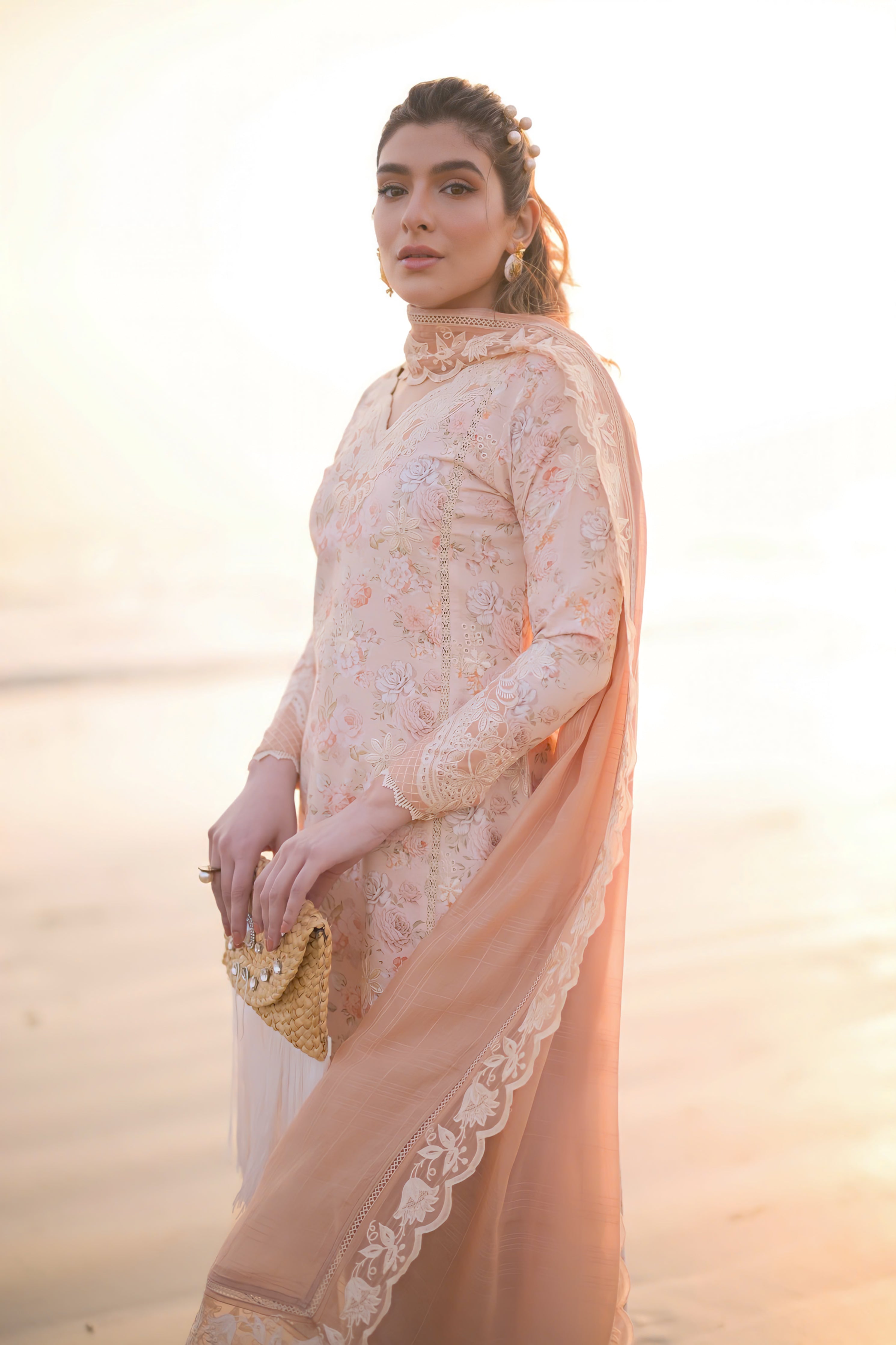 Pastel Floral Peach Luxury Lawn Embroidered Set
- NEL-24610