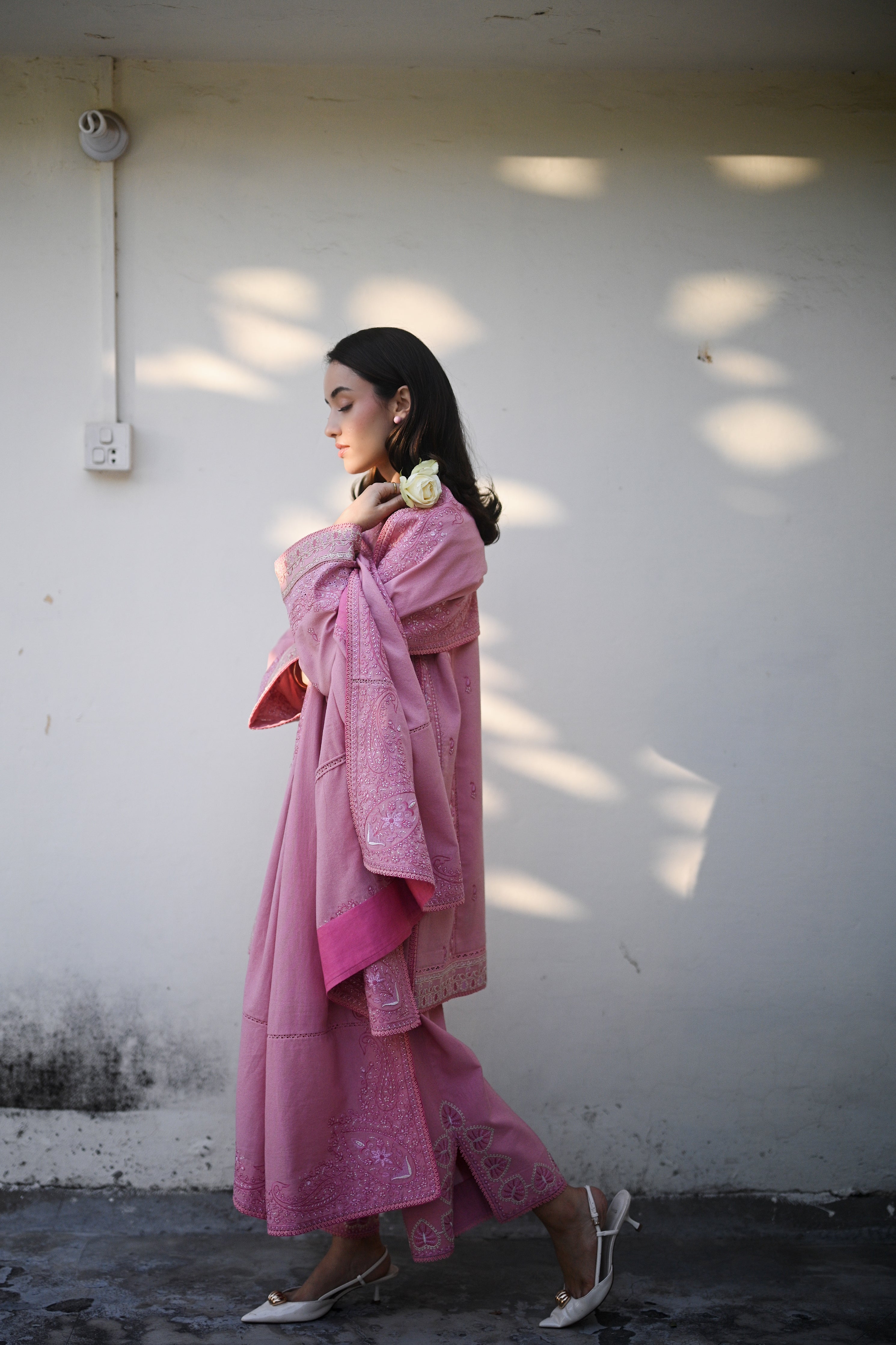 ROSE PINK LUXURY EMBROIDERED 3PCS SET (NPA3-25446)-READY TO WEAR