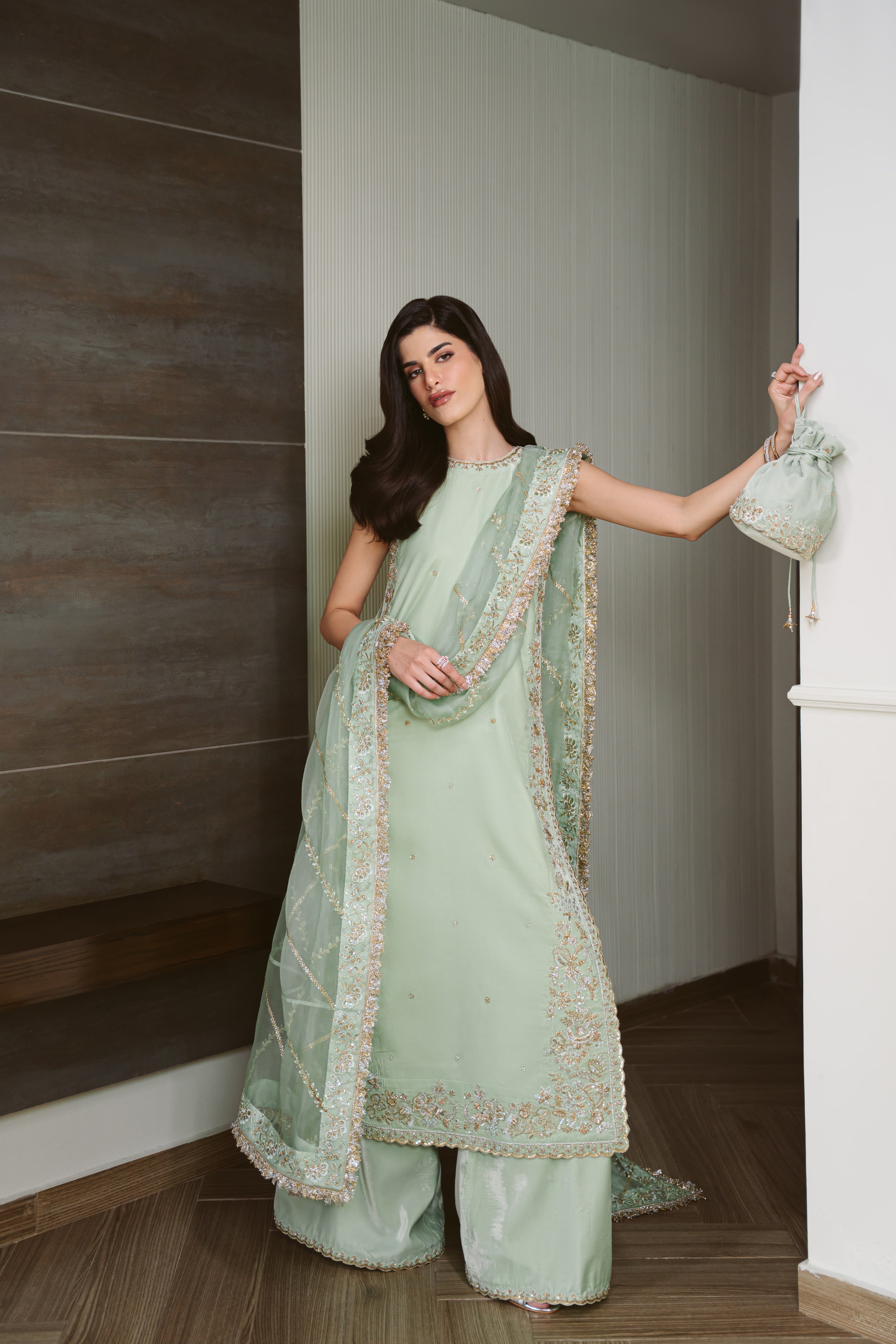 PASTEL MINT LUXURY VELVET COUTURE (NPA3-25456)