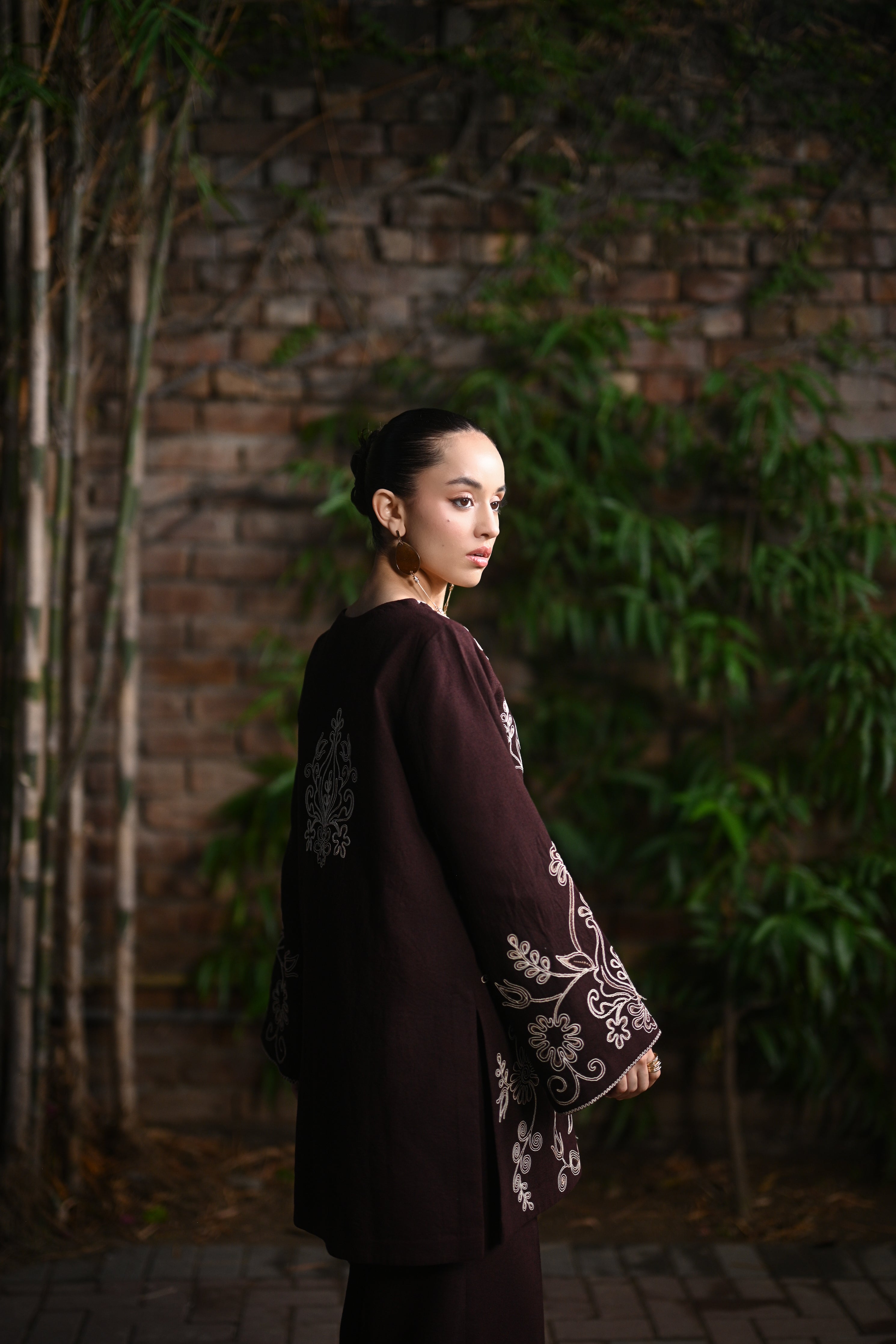 CHOCOLATE BROWNIE LUXURY EMBROIDERED KARANDI 2PCS SET (NPA2-25321)-READY TO WEAR