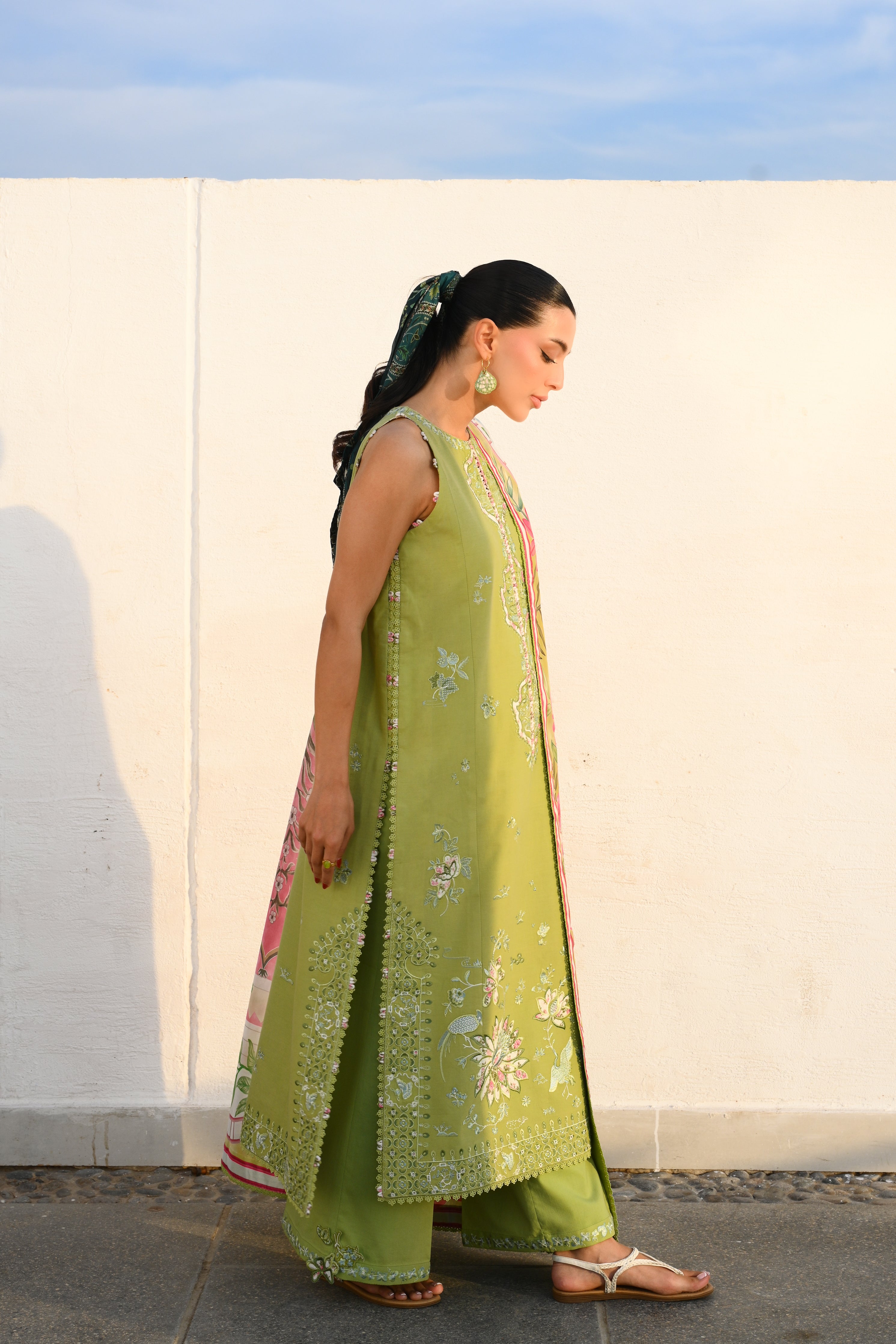 KIWI GREEN LUXURY EMBROIDERED LUXURY LAWN SET (NEL-26608) LUXURY LAWN x EID 2026