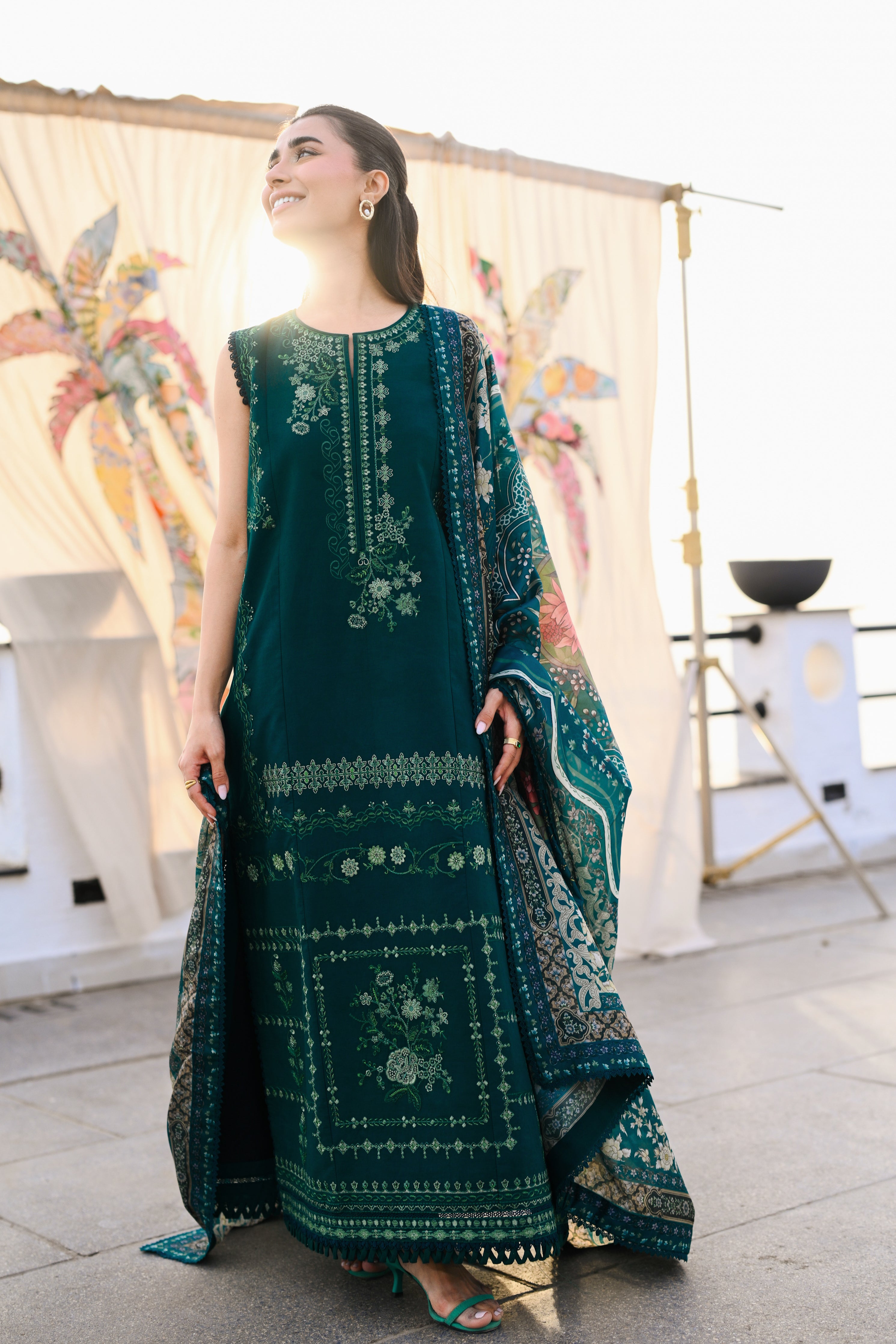 EMERALD GREEN LUXURY EMBROIDERED LAWN (NEL-26603) LUXURY LAWN x EID 2026