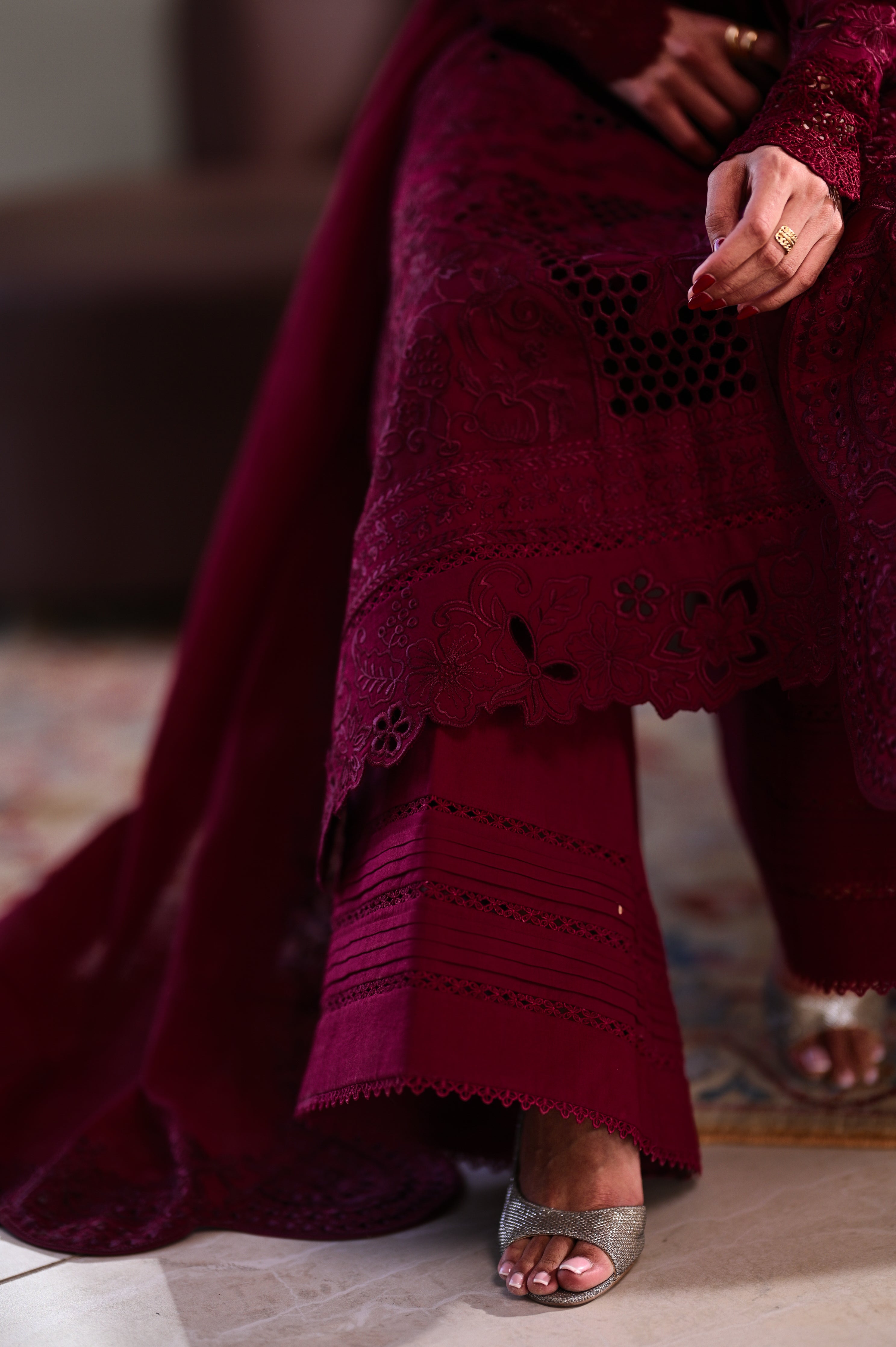 DEEP MAROON LUXURY EMBROIDERED LAWN (NEL-26601) LUXURY LAWN x EID 2026