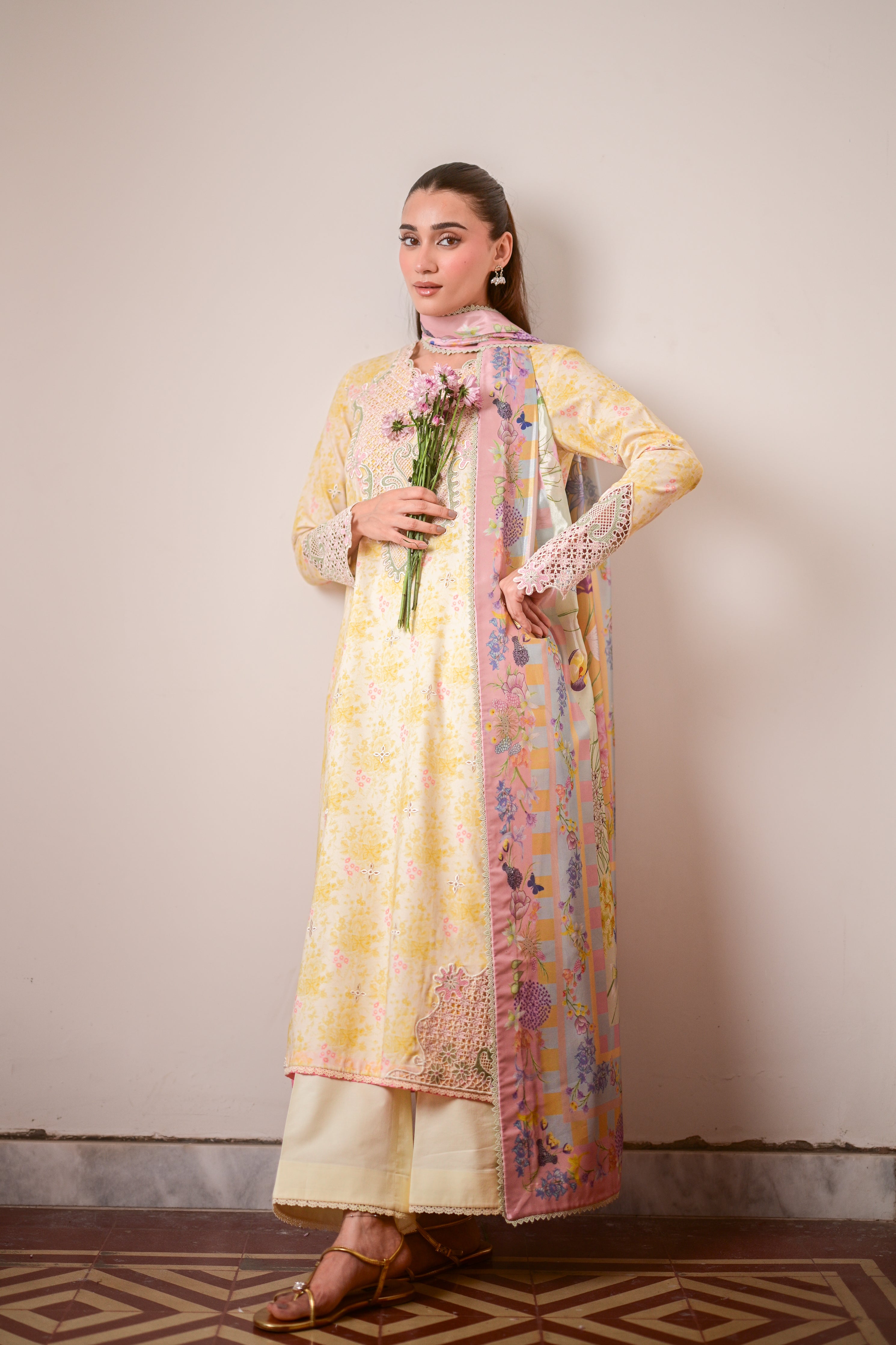 BUTTERCUP GARDEN LUXURY PRINTED EMBROIDERED LAWN SET (NEL-26620) - EID UL ADHA 2026