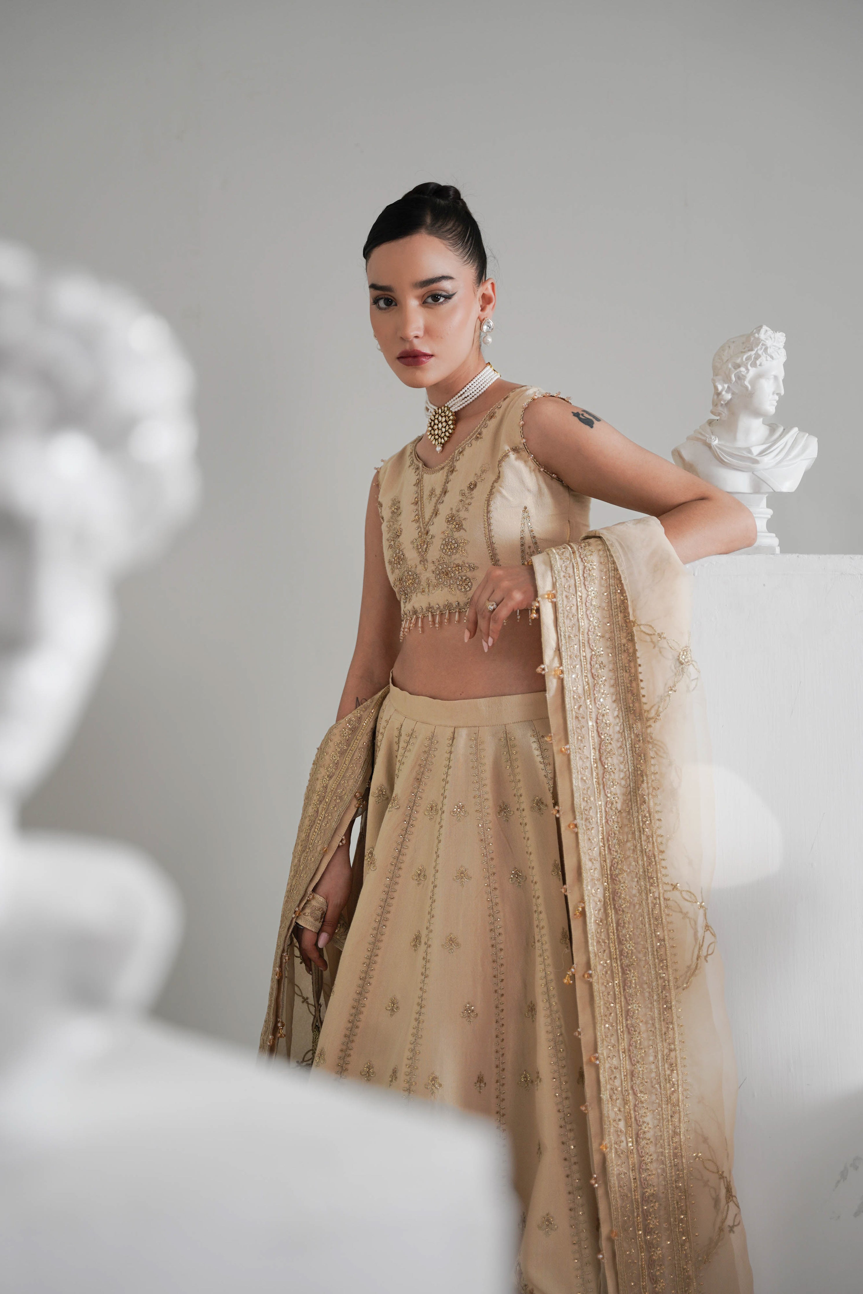 Tuscan Beige Timeless Lehnga Choli Set Wedding Edit 2024/2025 (NPA3-24428)