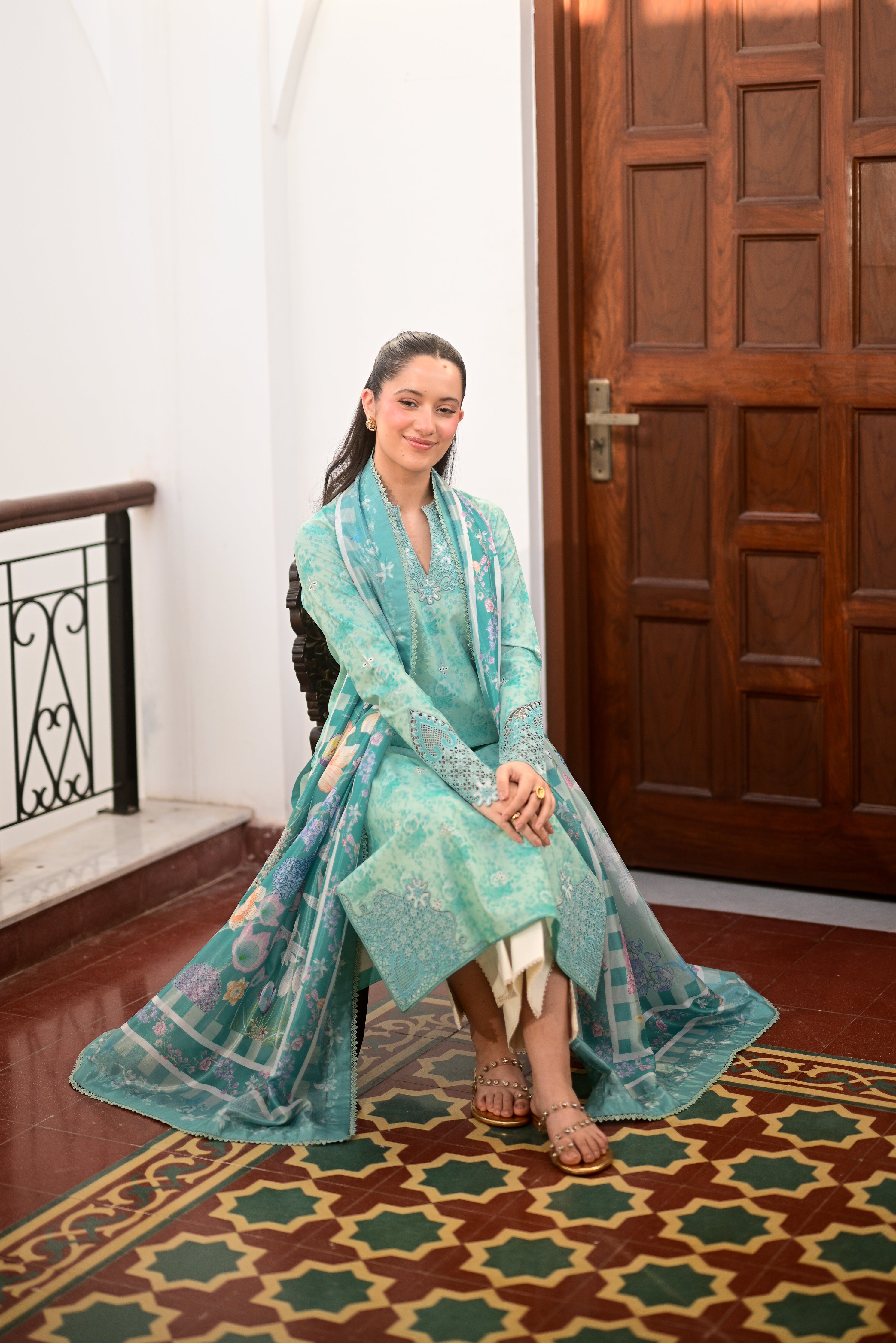 AQUA GARDEN LUXURY PRINTED EMBROIDERED LAWN SET (NEL-26621) EID UL ADHA 2026