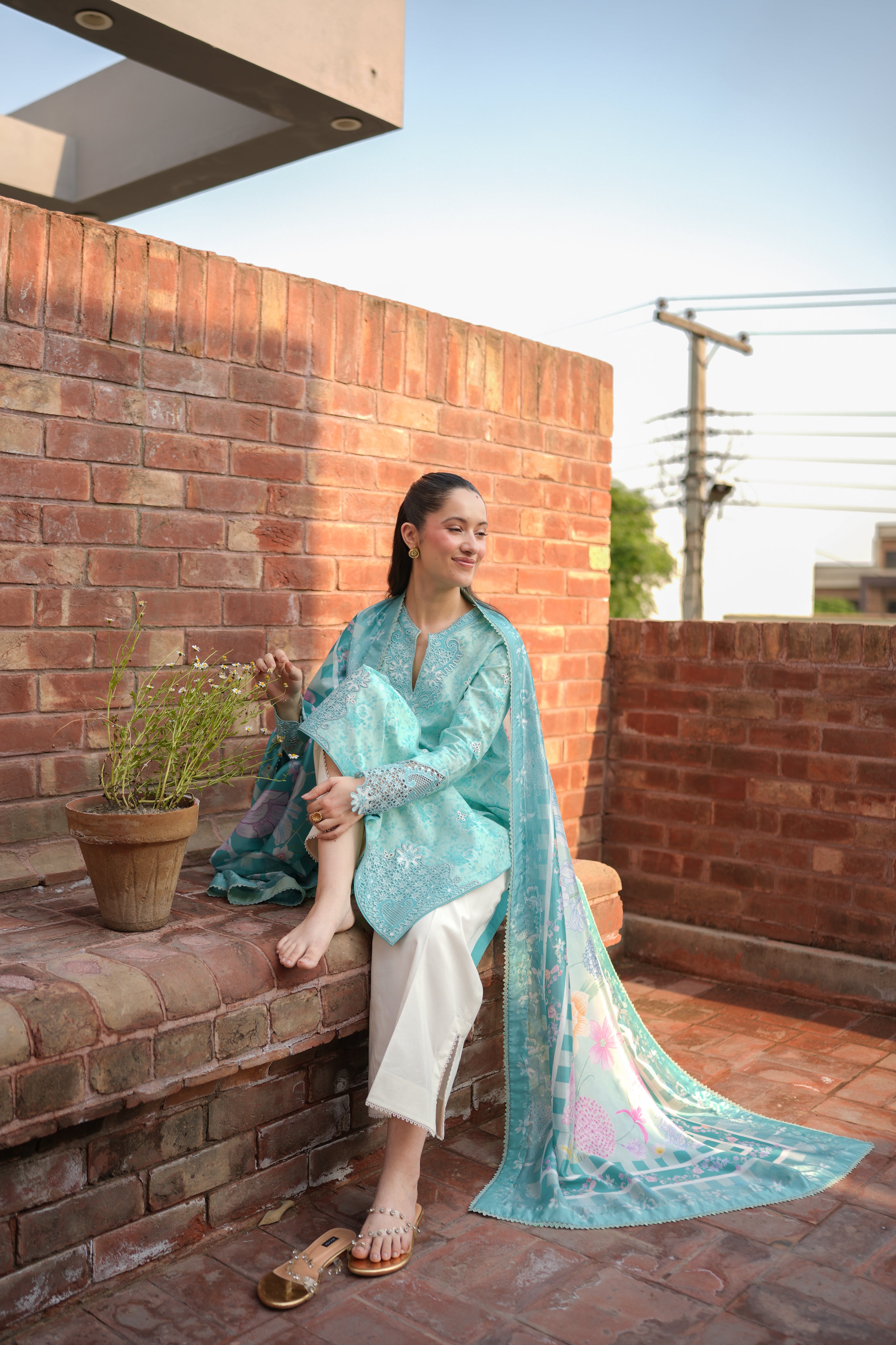 AQUA GARDEN LUXURY PRINTED EMBROIDERED LAWN SET (NEL-26621) EID UL ADHA 2026