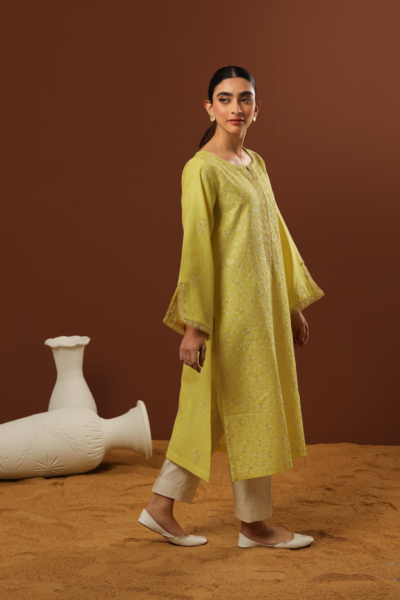 55% OFF LIME LAWN EMBROIDERED SET (KURTA & TROUSER) NPA2-23311