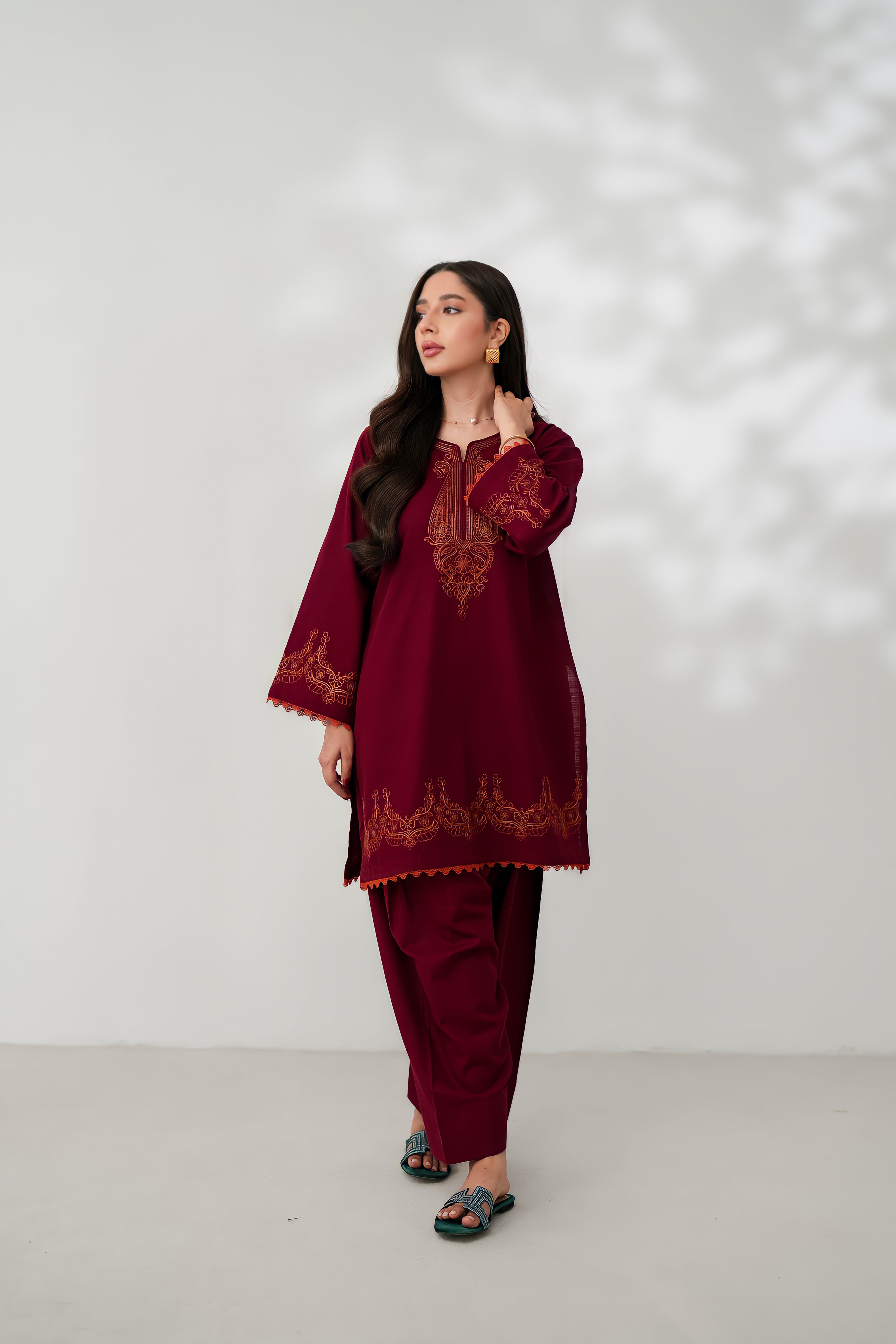 MERLOT LUXURY EMBROIDERED FALL SET (NPA2-24311 )