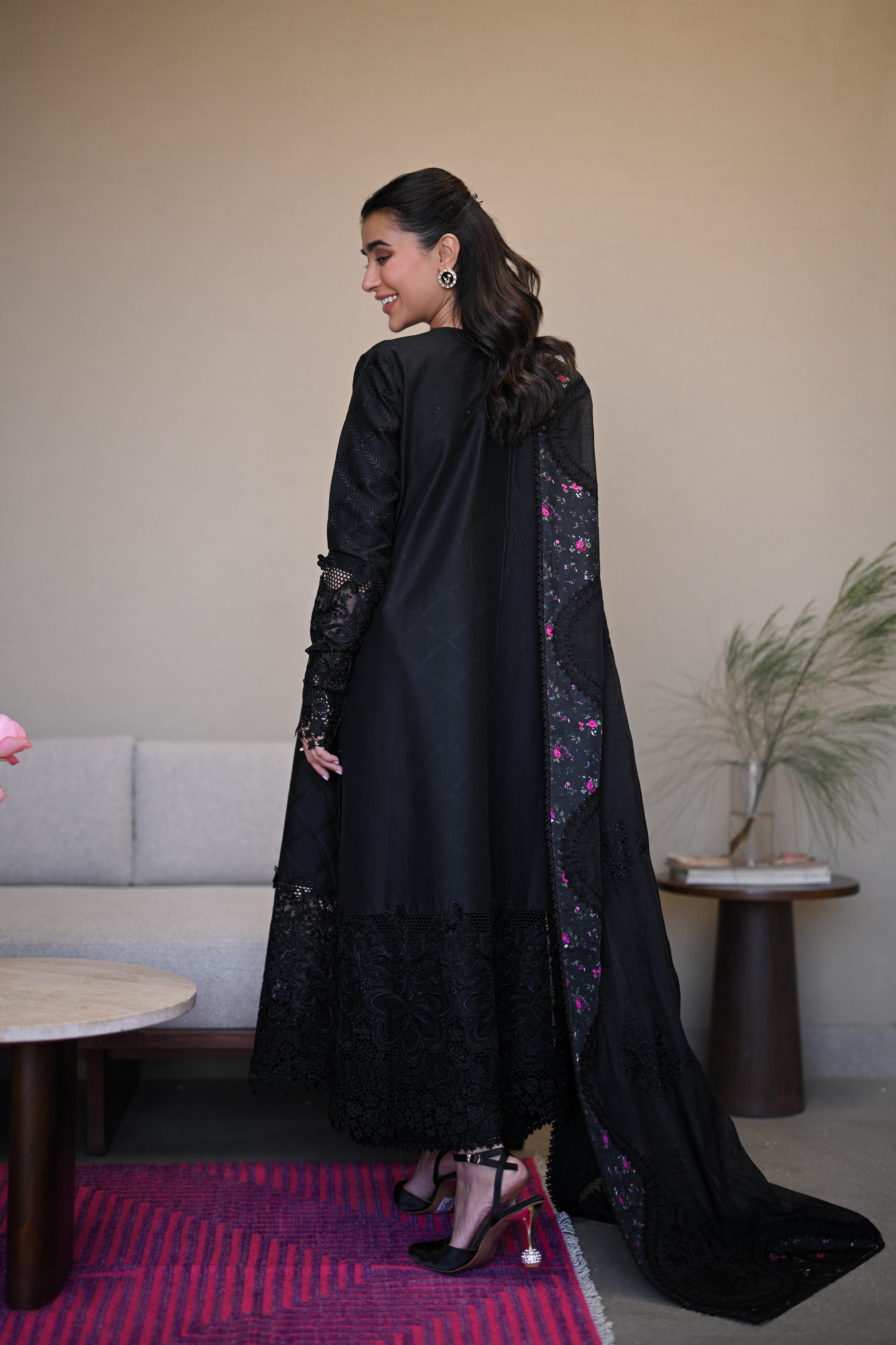 SONA 3: BLACK LUXURY EMBROIDERED LAWN SET (NEL-25603)