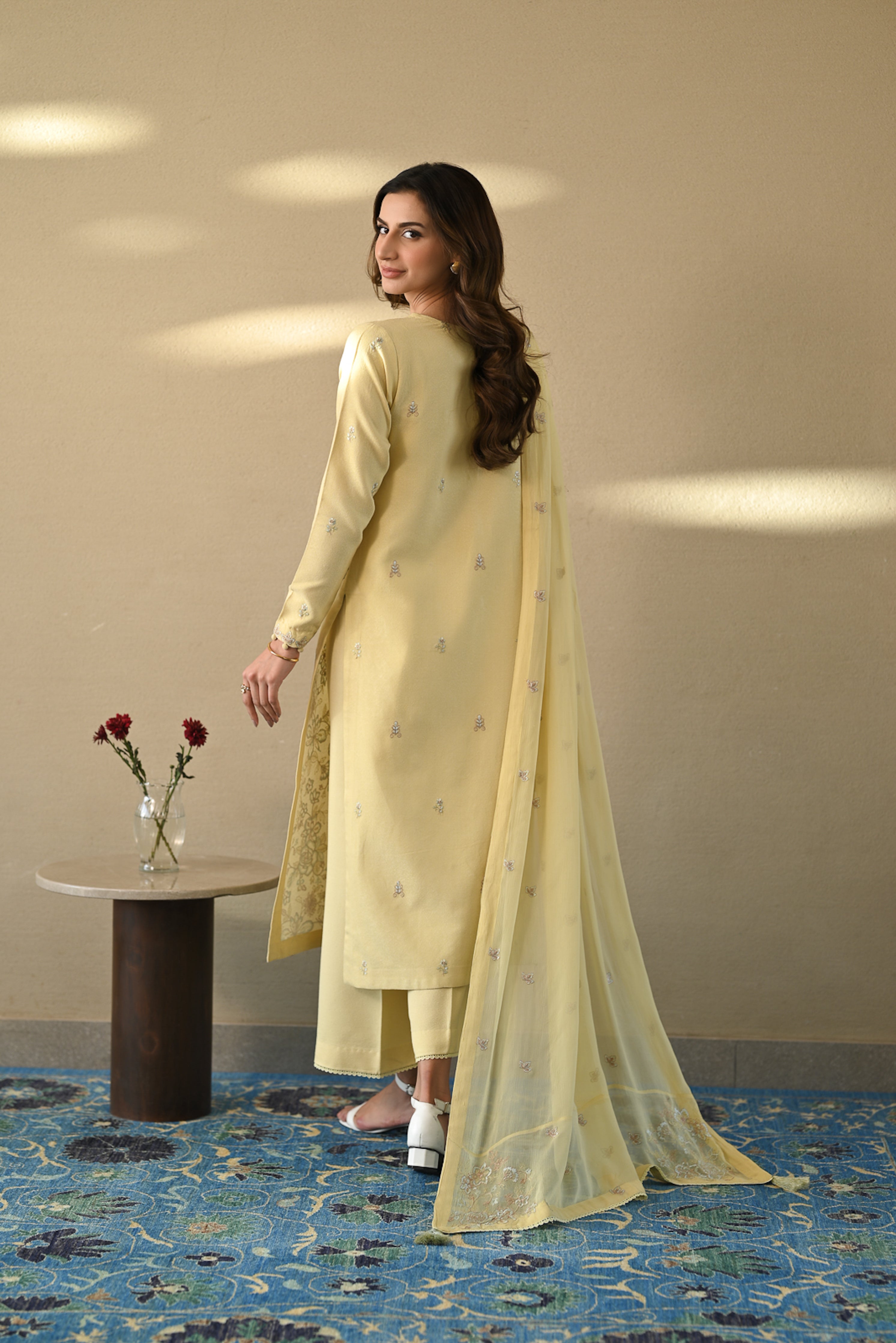 BUTTER YELLOW LUXURY EMBROIDERED 3PCS SET (NPA3-25401) READY TO WEAR