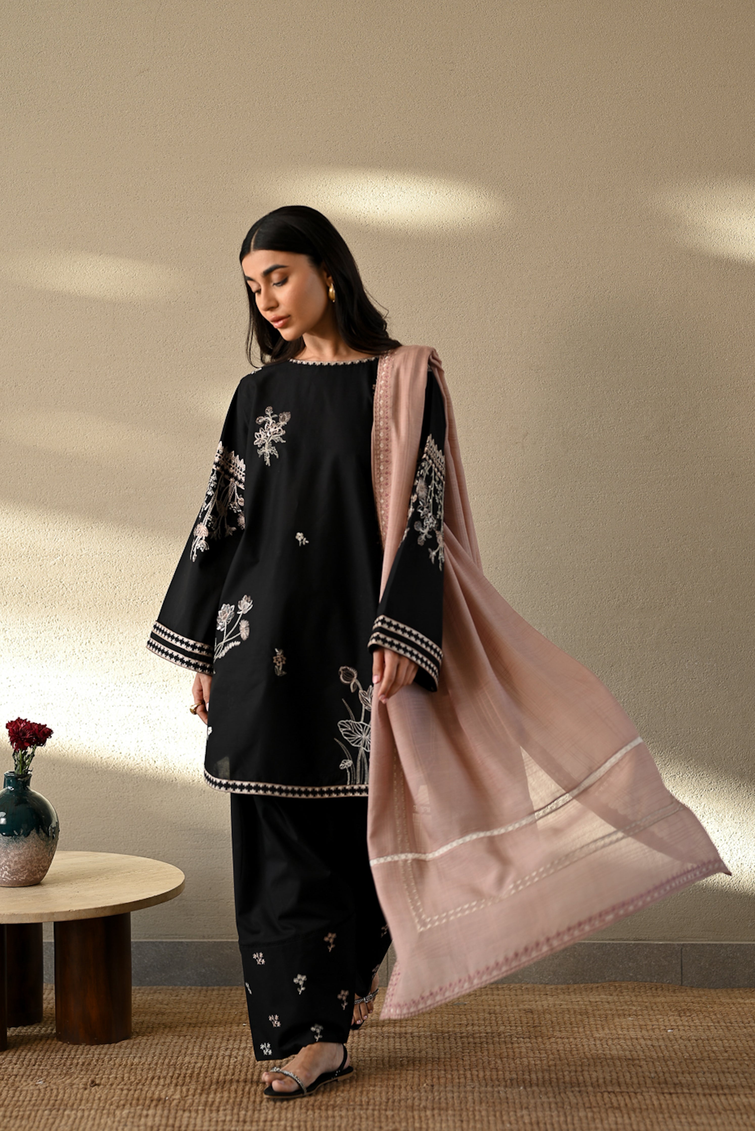 BLACK LUXURY EMBROIDERED 3PCS SET NPA3-25404 READY TO WEAR