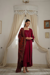 Burgundy Fall Embroidered Set NEL-23642