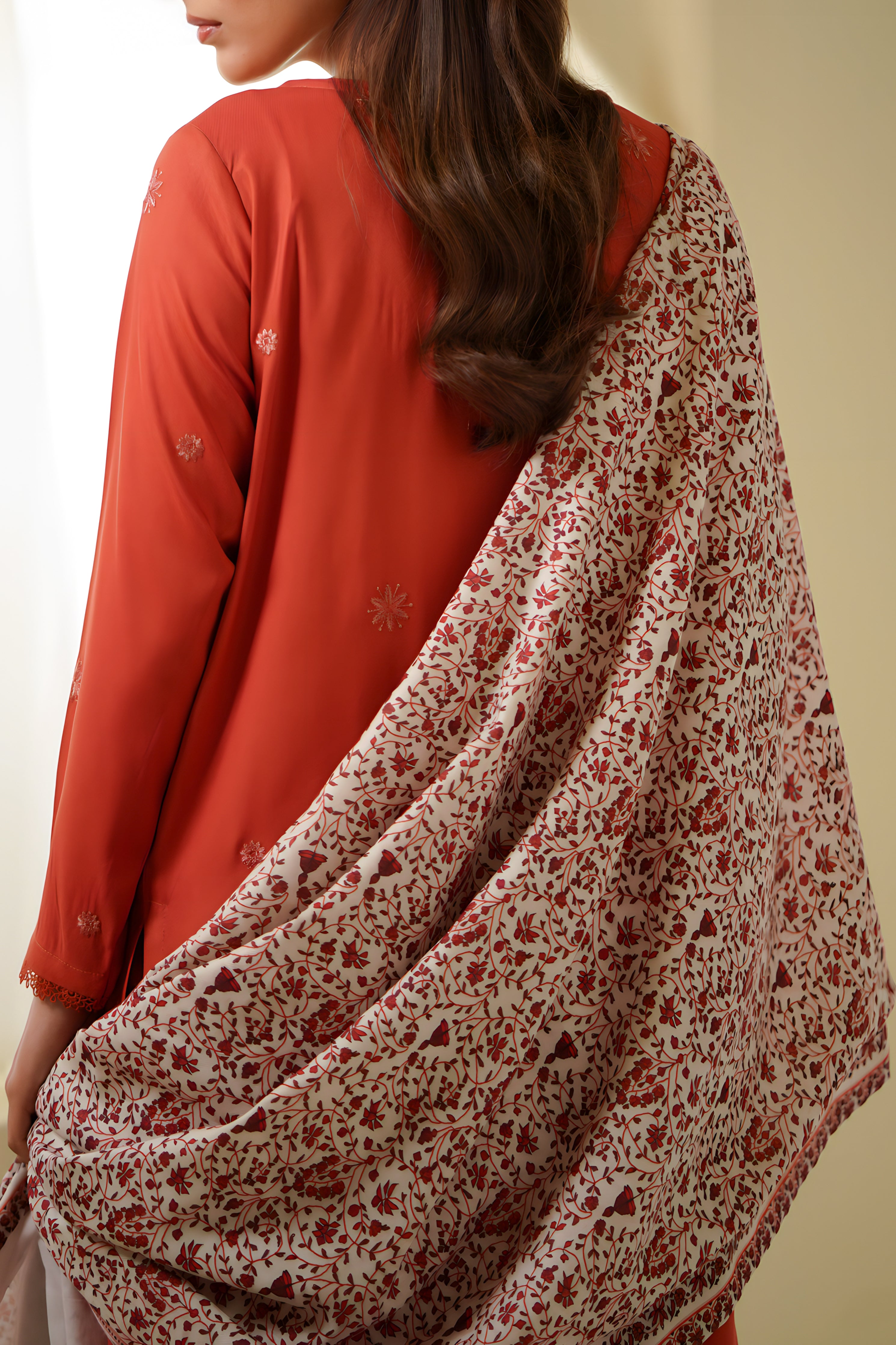 White Multi Fall Acrylic Wool Printed Shawl