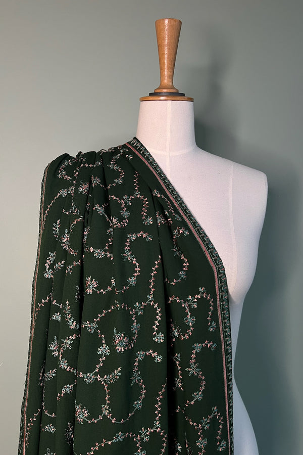 20% OFF  Emerald Green Embroidered Karandi Shawl
