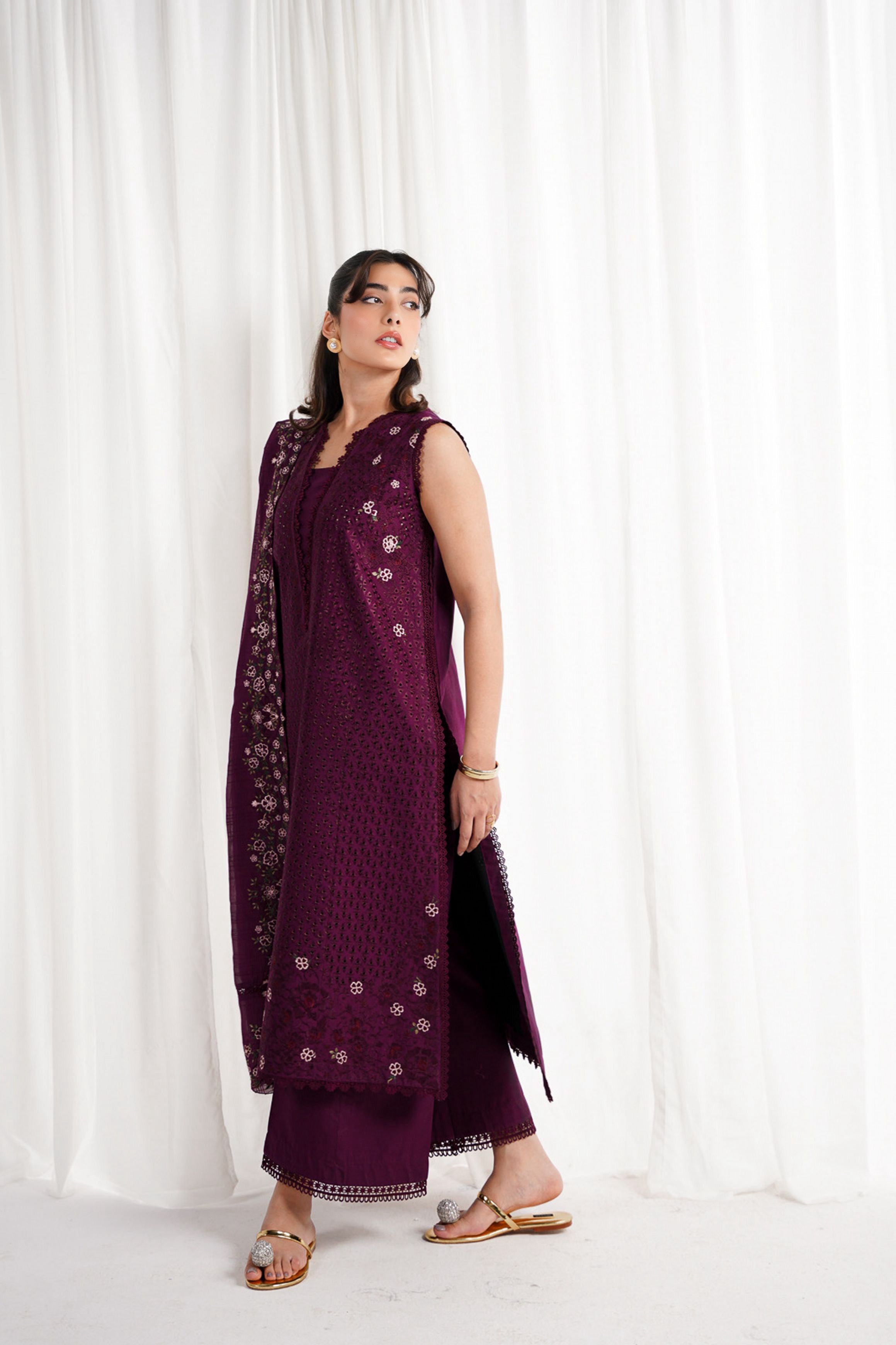 DEEP PLUM LUXURY EMBROIDERED 3PCS SET NPA3-25409 (EID 2025 READY TO WEAR)