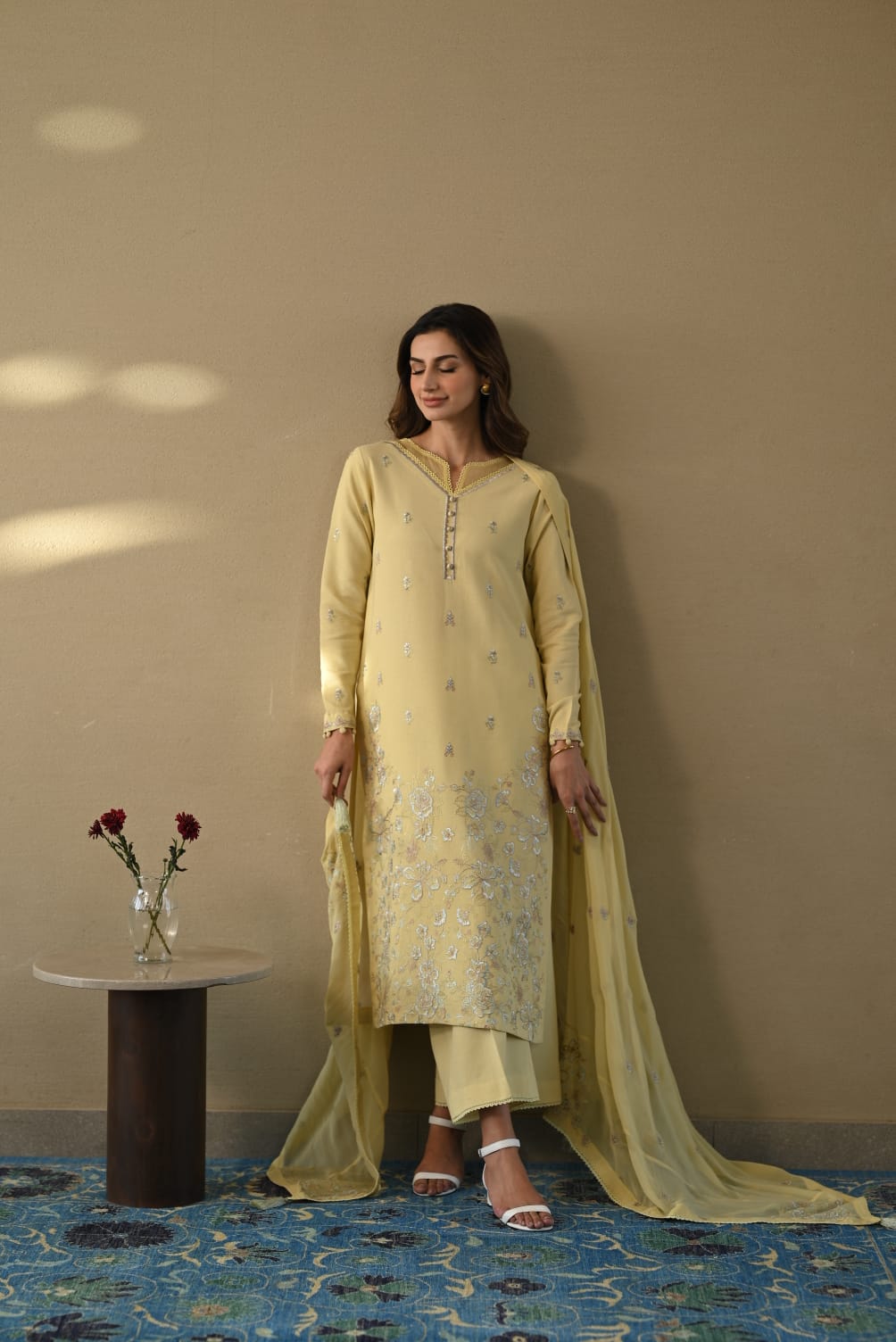 BUTTER YELLOW LUXURY EMBROIDERED 3PCS SET (NPA3-25401) READY TO WEAR