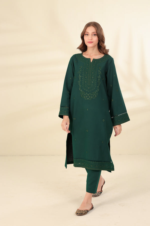JADE GREEN EMBROIDERED TWO PIECE SET  (NPA2-23305)