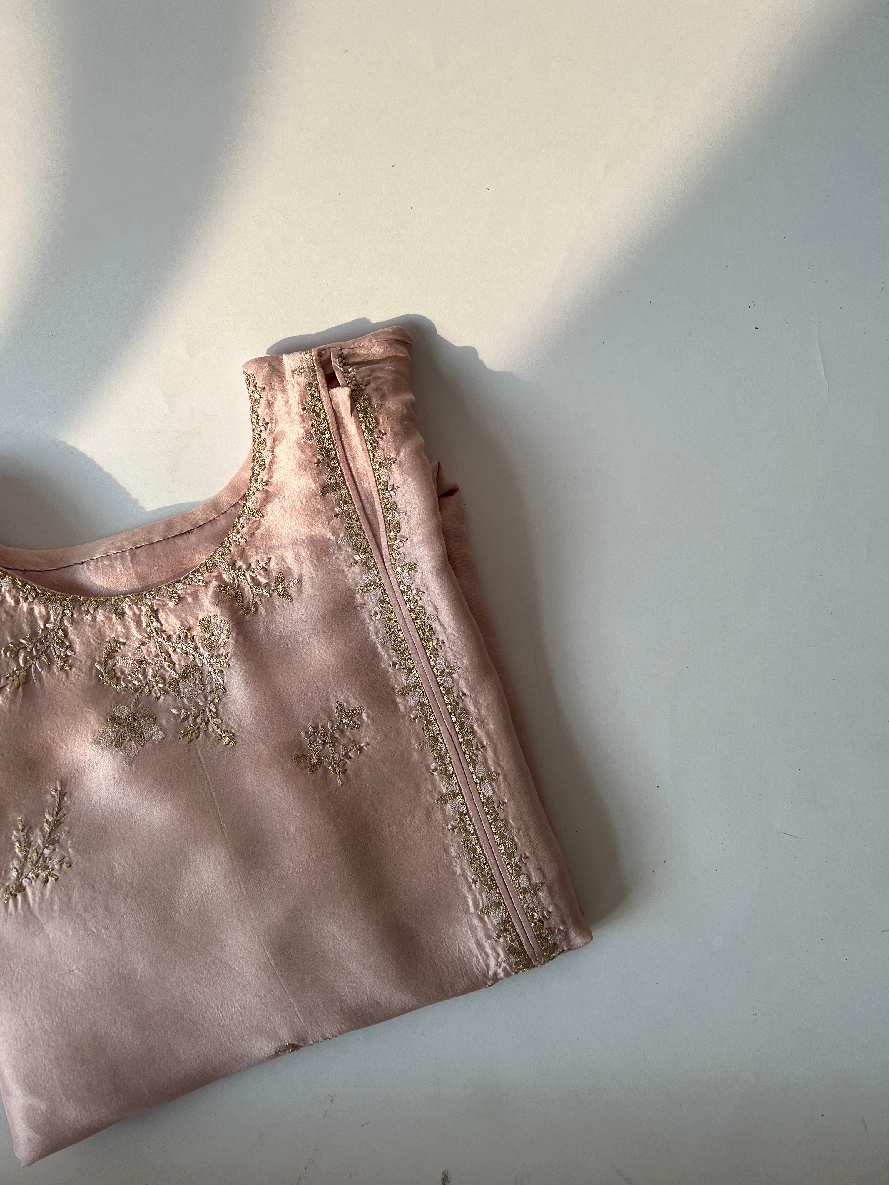 Blush Pink Raw Silk - Made on Order